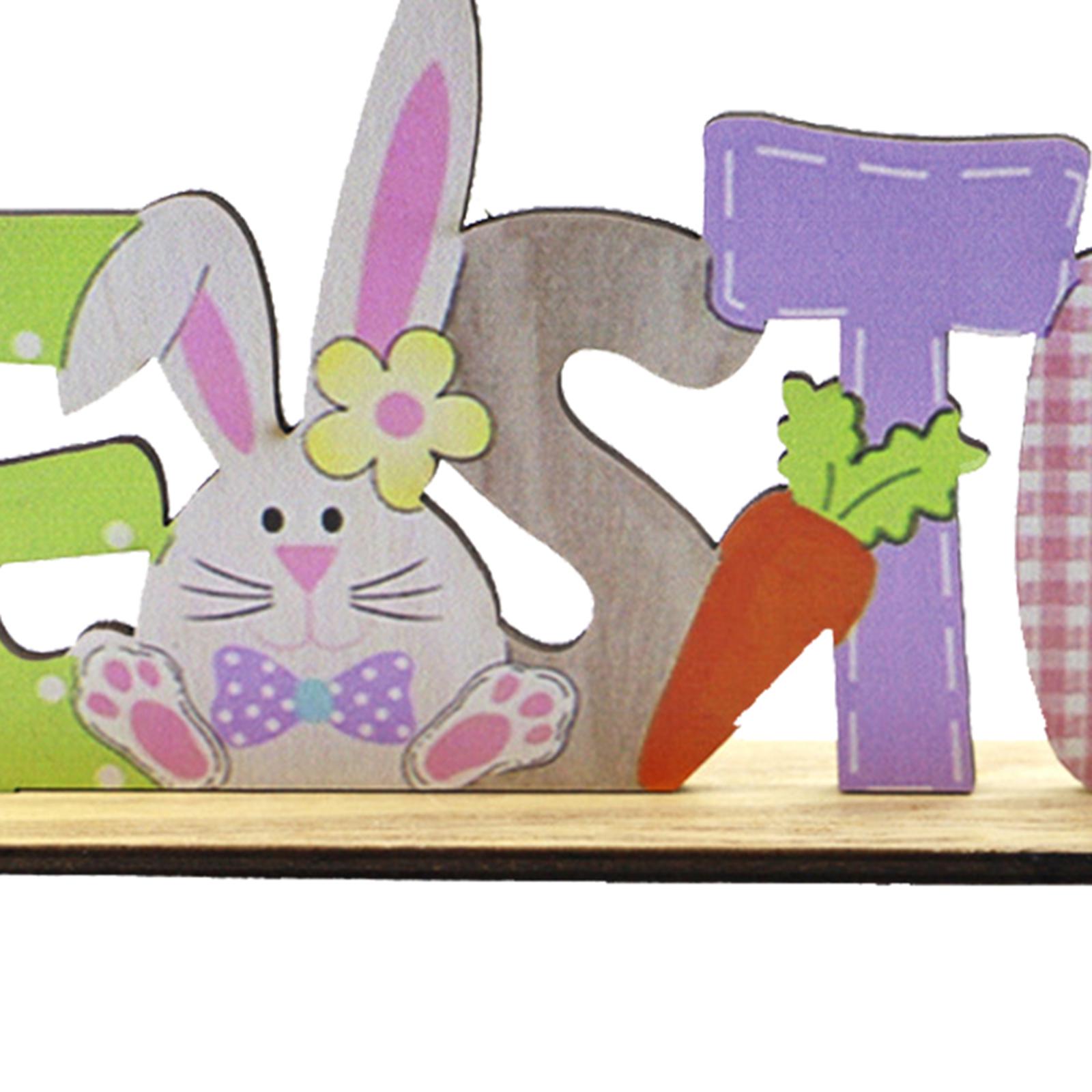 2xEaster Spring Wooden Ornament Desk Tabletop Figurine Toys Horizontal easter