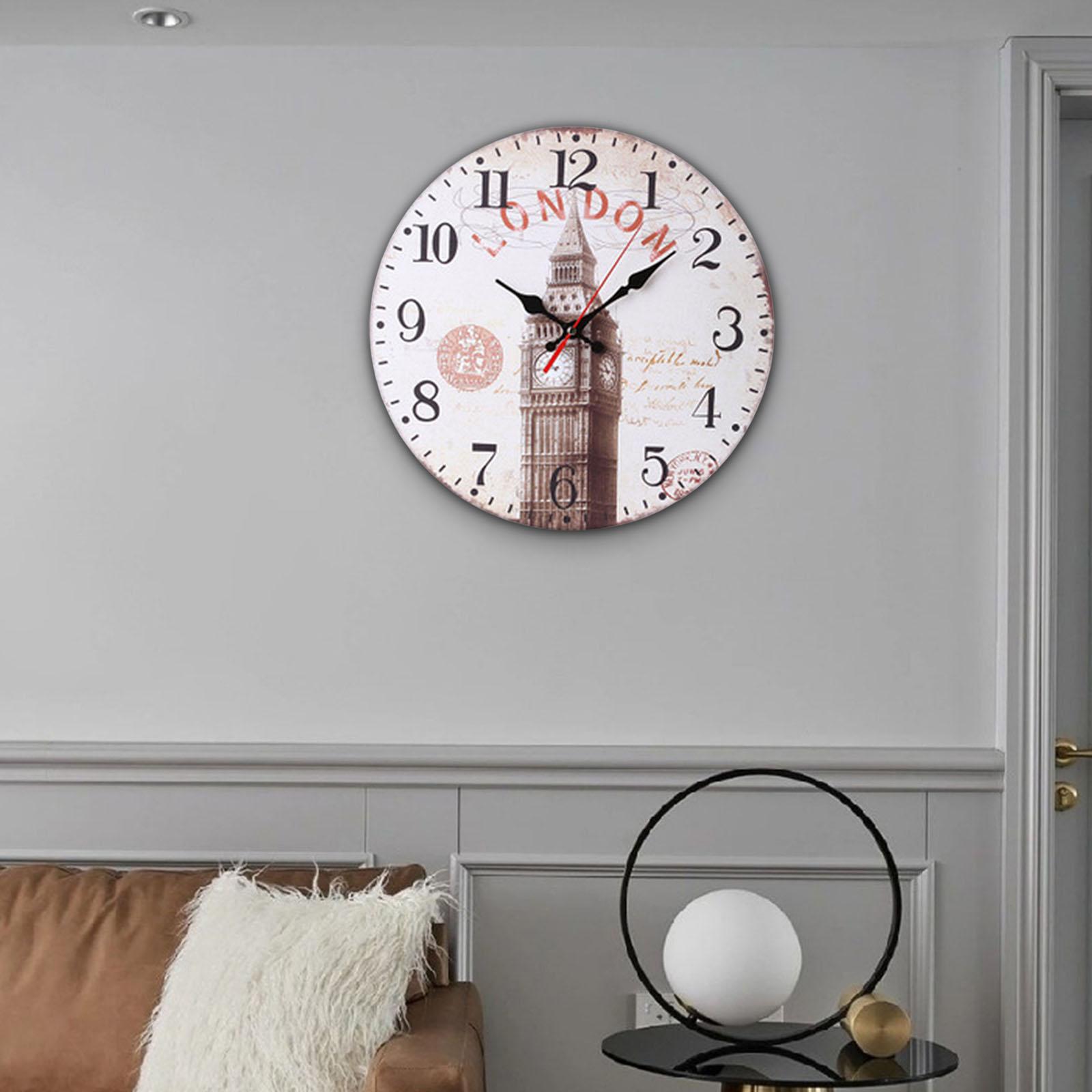 Wood Wall Clock 12inch Decorative Quartz Clocks for Bedroom Living Room Home E