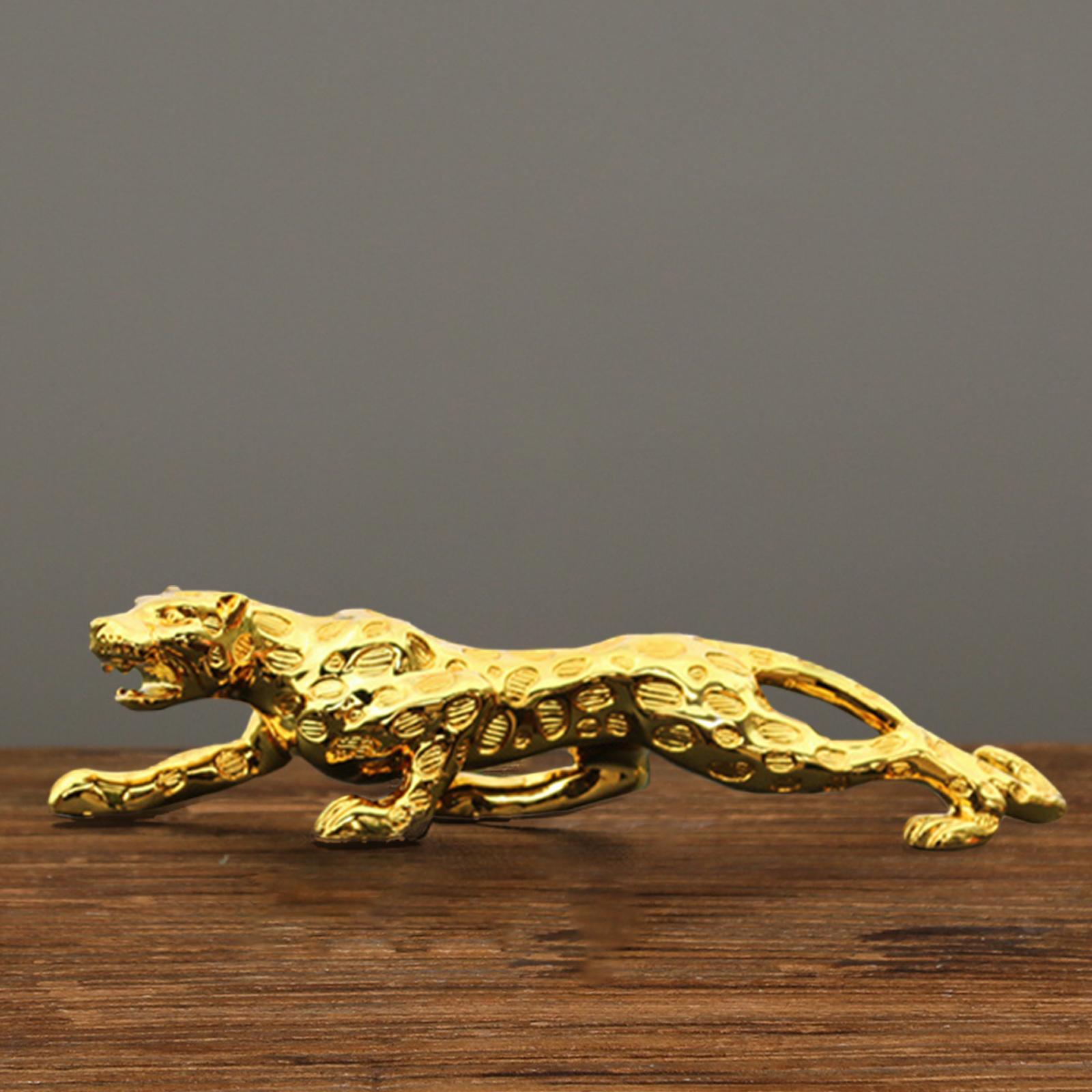 Creative Cheetah Figurine Sculpture Art Crafts for Home Ornament Gold S