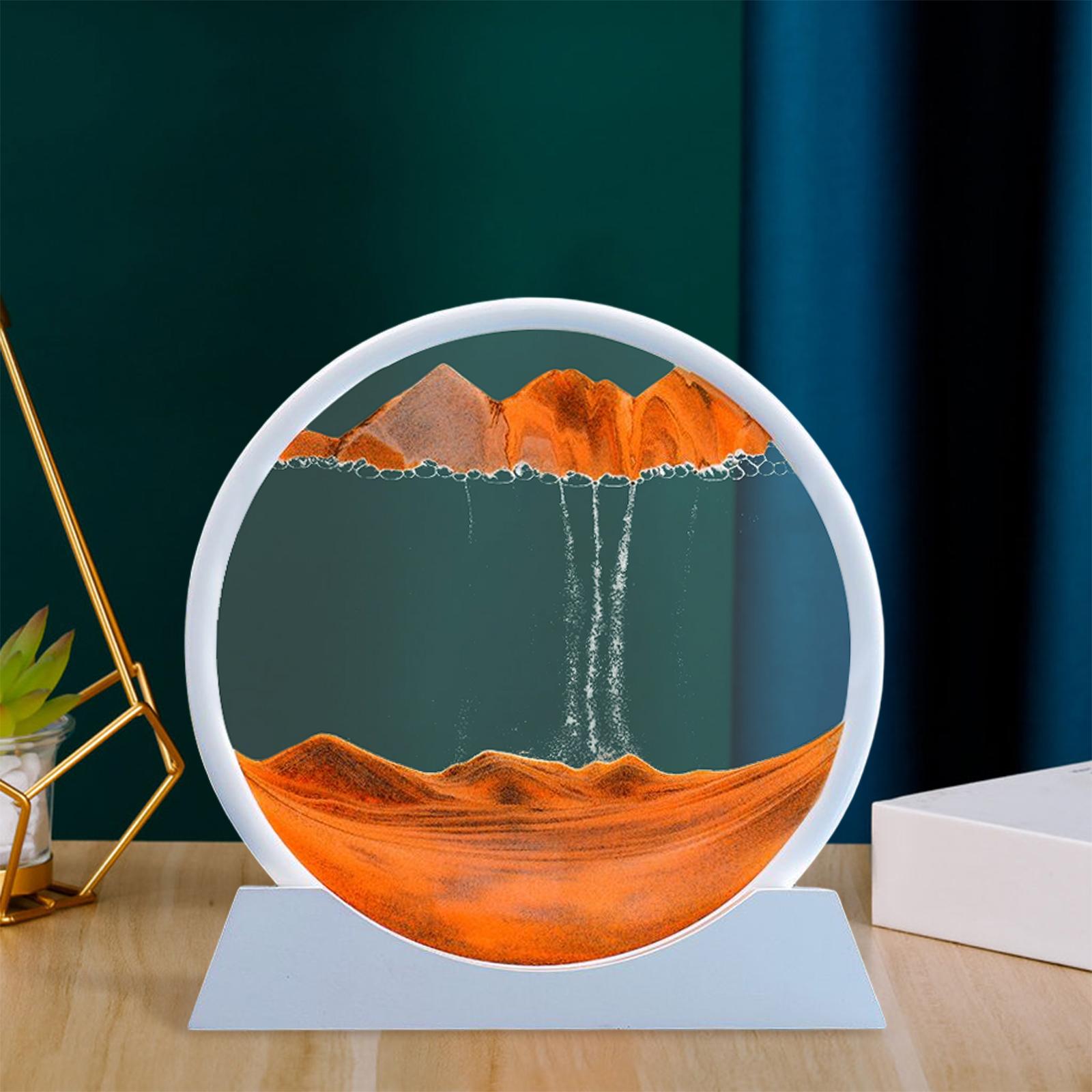 Dynamic Natural Landscape Flowing Sand Picture 3D Quicksand Painting Gift Orange 7in