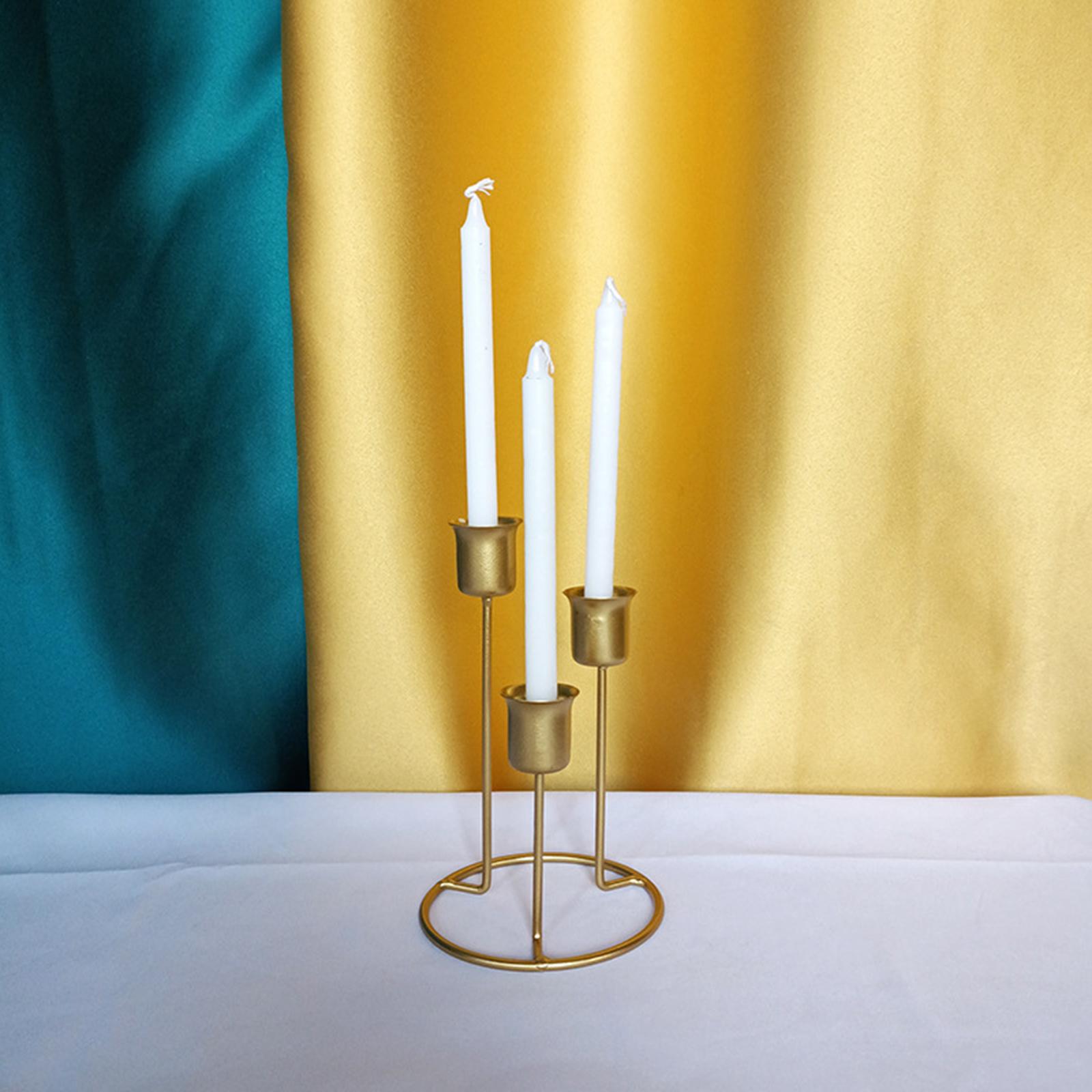 Taper Candle Holders 3 Arms Metal Candelabra Candlestick for Table Black