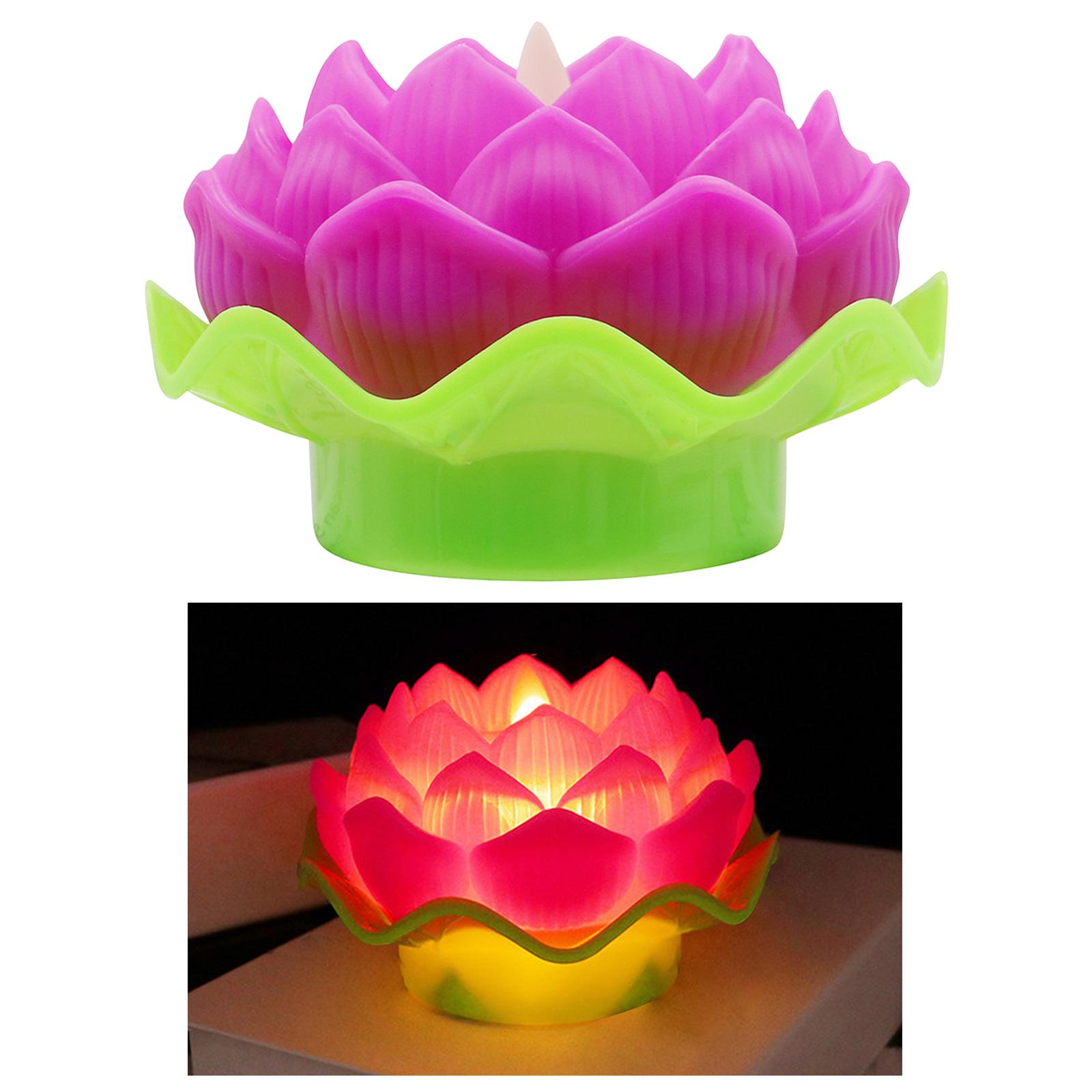 Artificial Temple Lotus Light Battery Operated LED Candle Light Rose Red