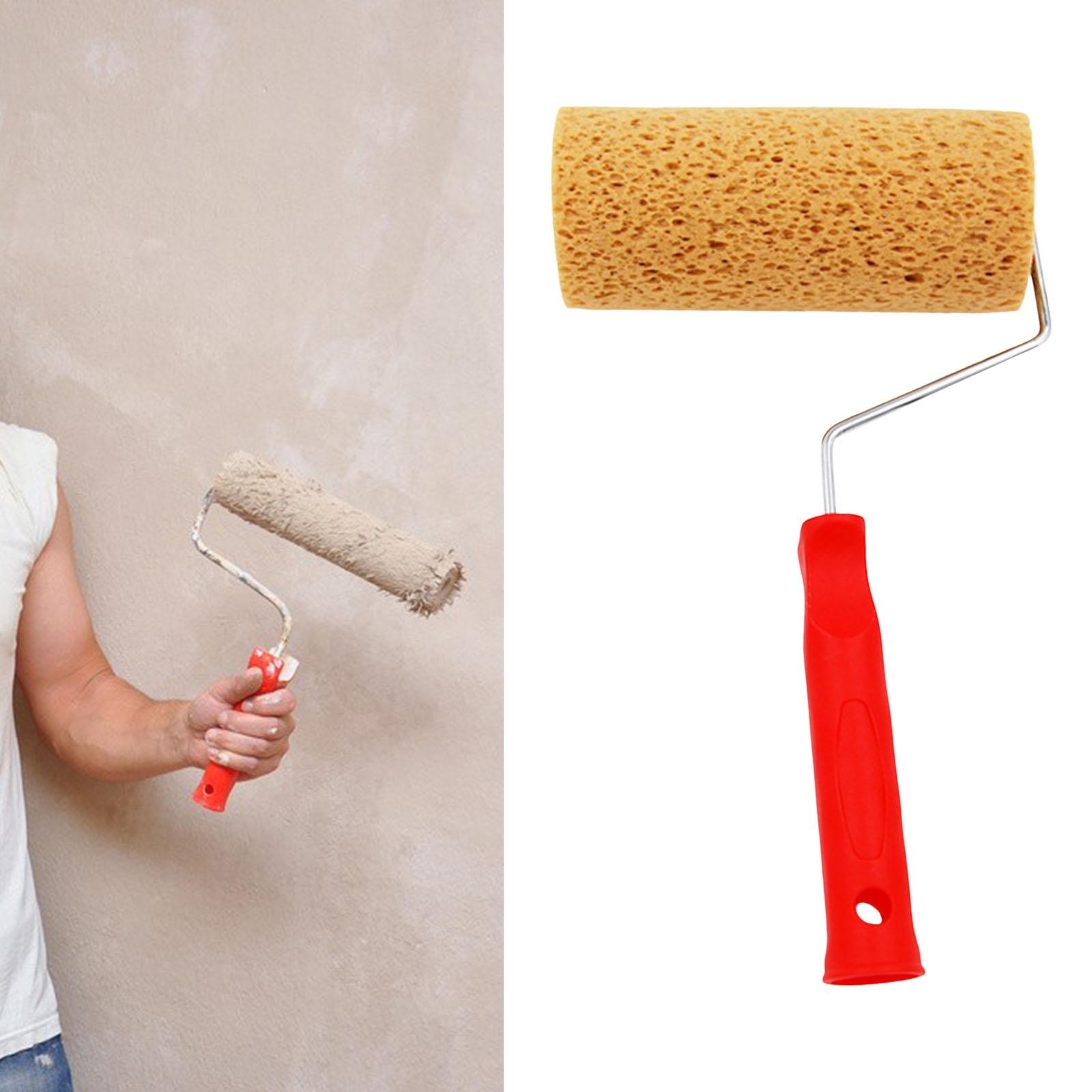 Sponge Paint Roller Art Painting with Handle for Household Wall  Red