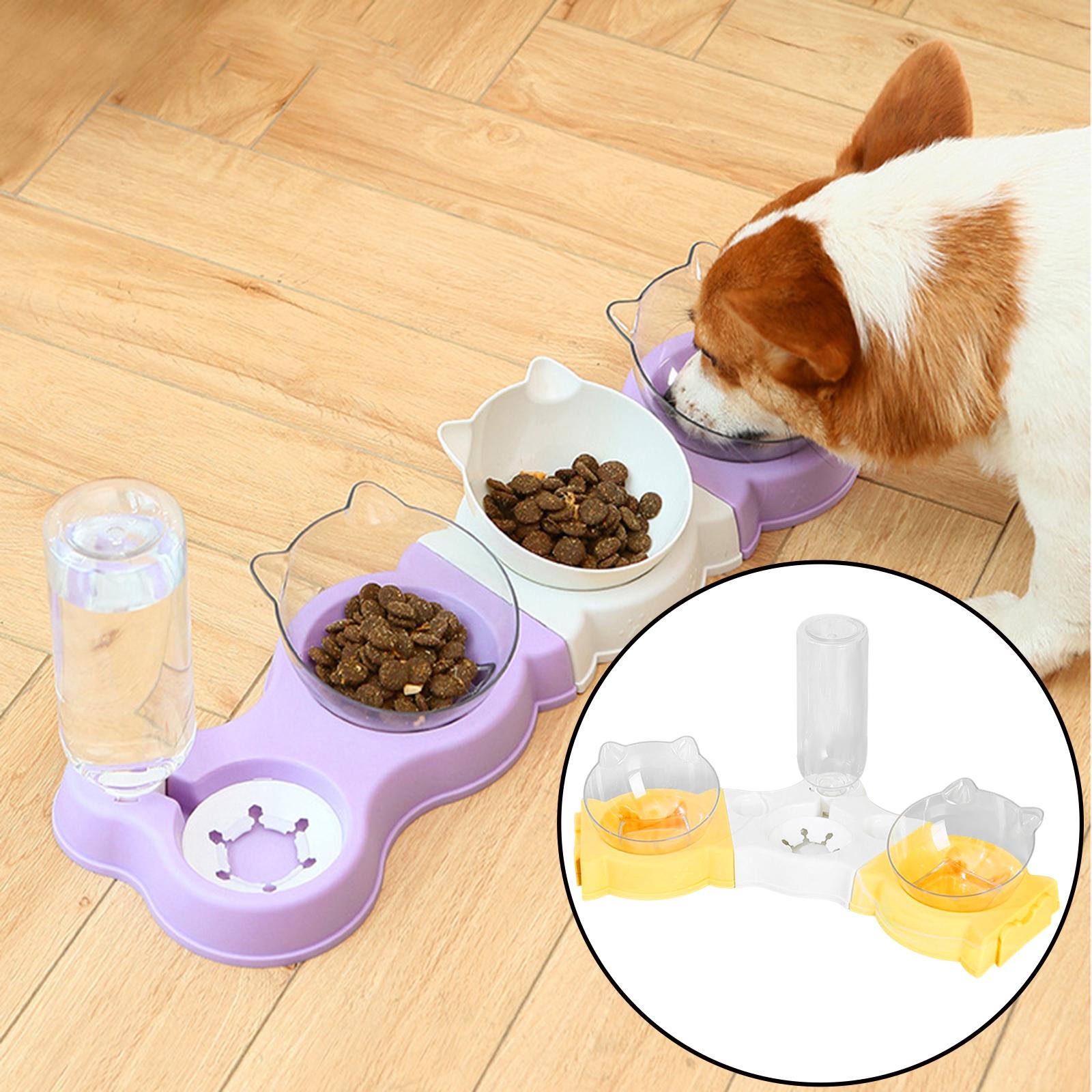 Portable Automatic Pet Bowl Dog Cat Water Fountain Feeder  Two Bowls 