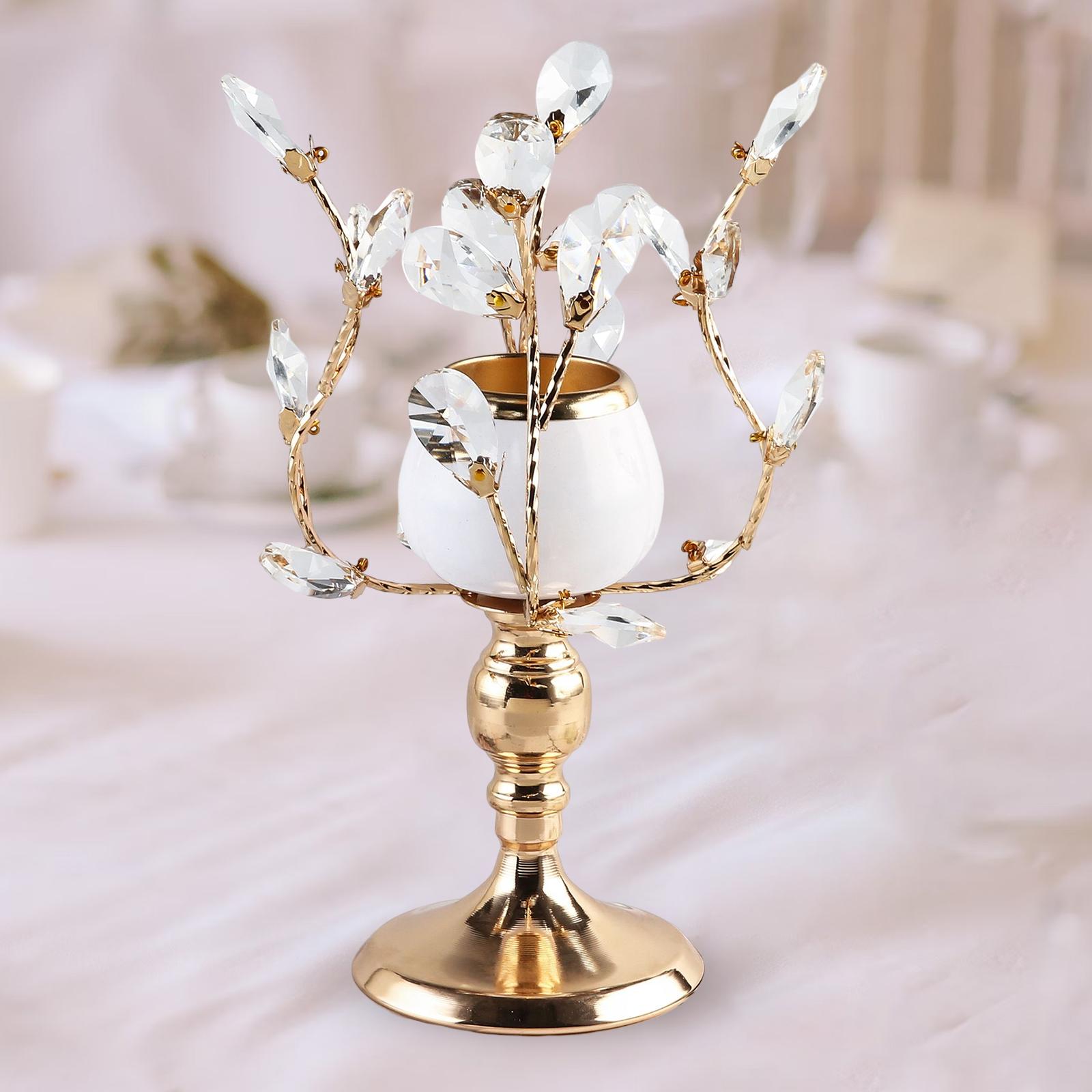 Gold Crystal Candle Holder Wedding Living Room Banquet Candlestick Event L