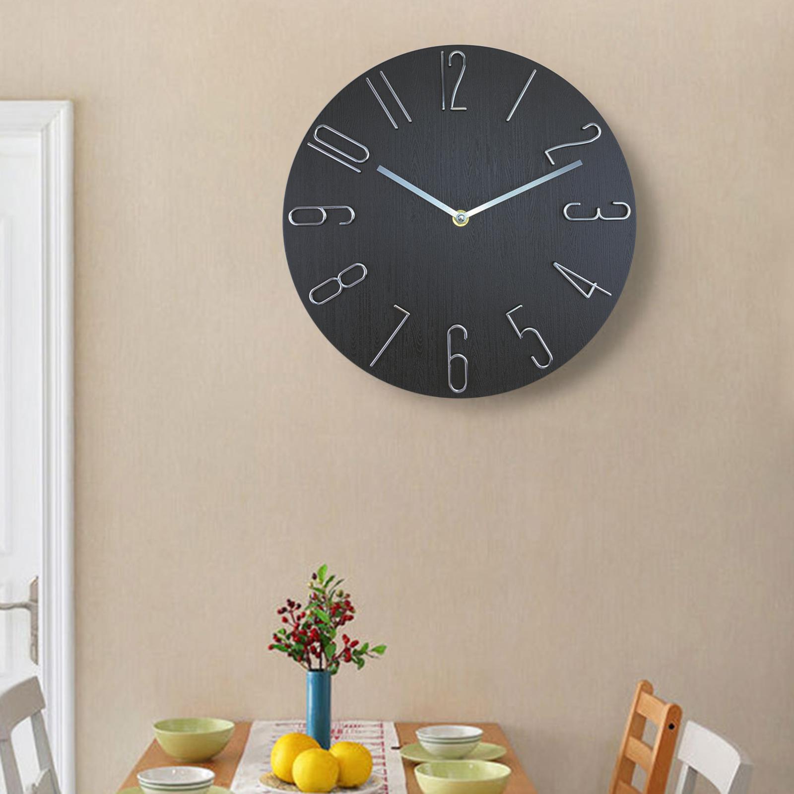 Hanging Clocks Non Ticking Silent Simple 12 inch Wall Clock for Black