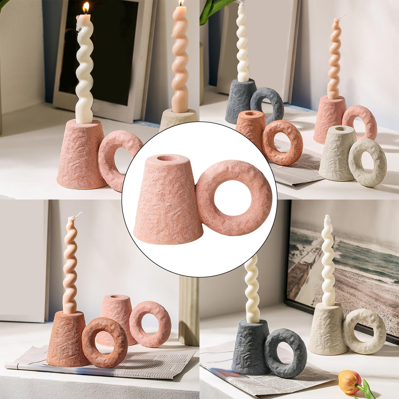 Creative Candle Holder Stand Sturdy Construction Ornament for Pillar Candles Pink