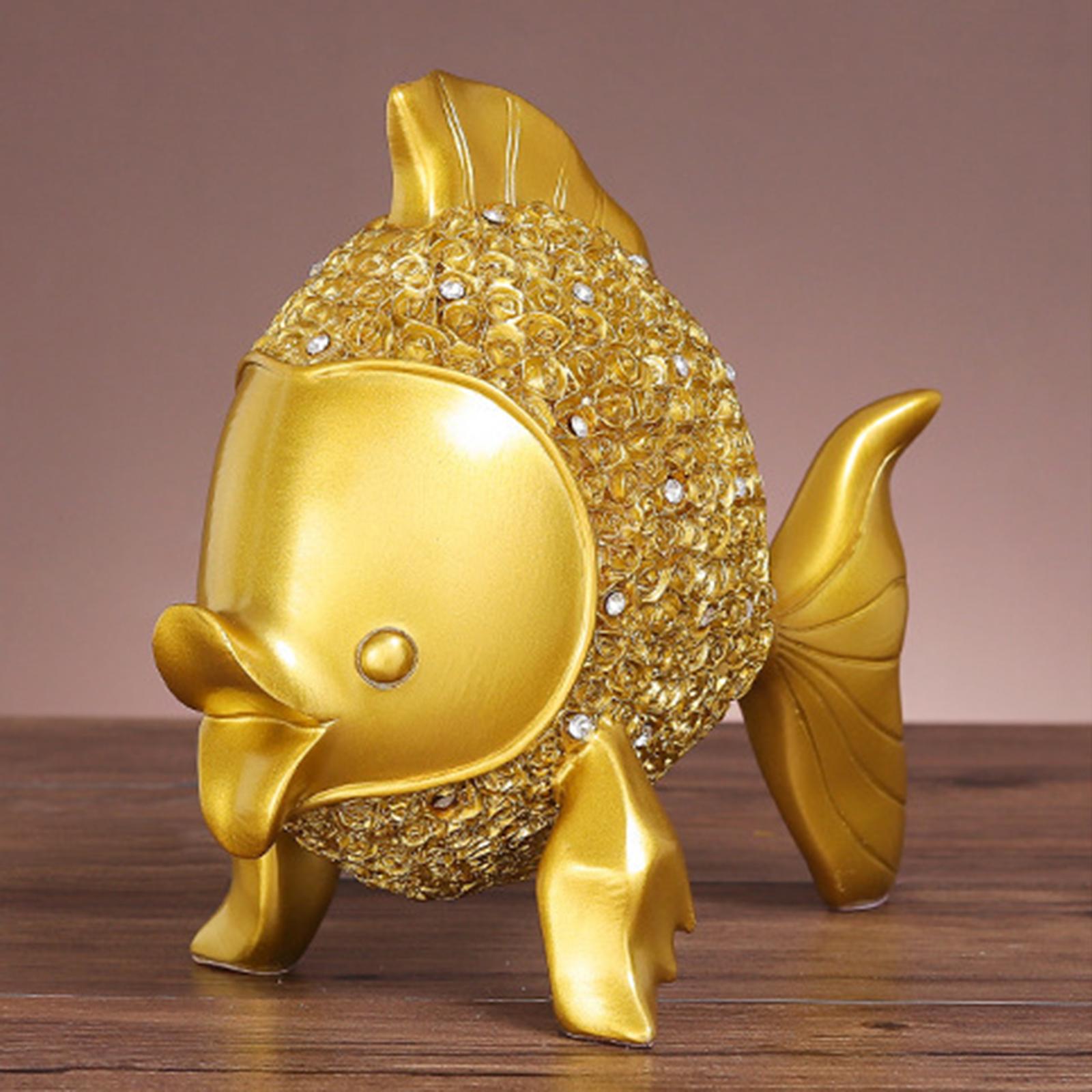 Decorative Resin Goldfish Figurine Statue Decoration Gift ,19x34cm
