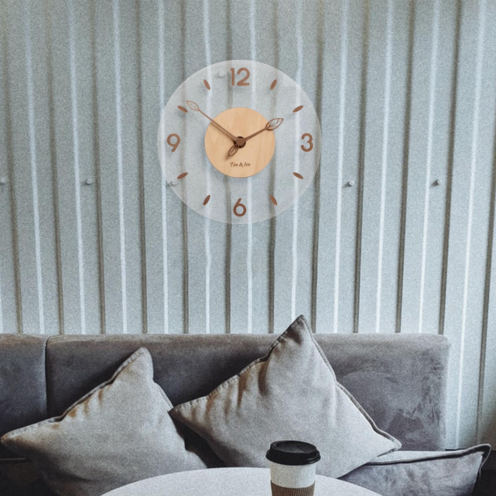 Wood Acrylic Wall Clock Silent Decorative Round Clocks for Shop Decoration 12inch