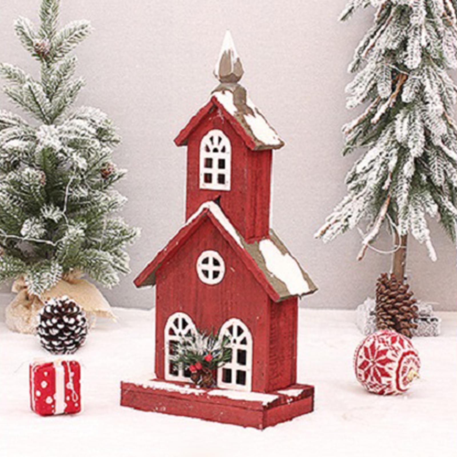Village House Christmas LED Lights Buildings Room Battery Operated Figurines StyleC 22x13x49cm