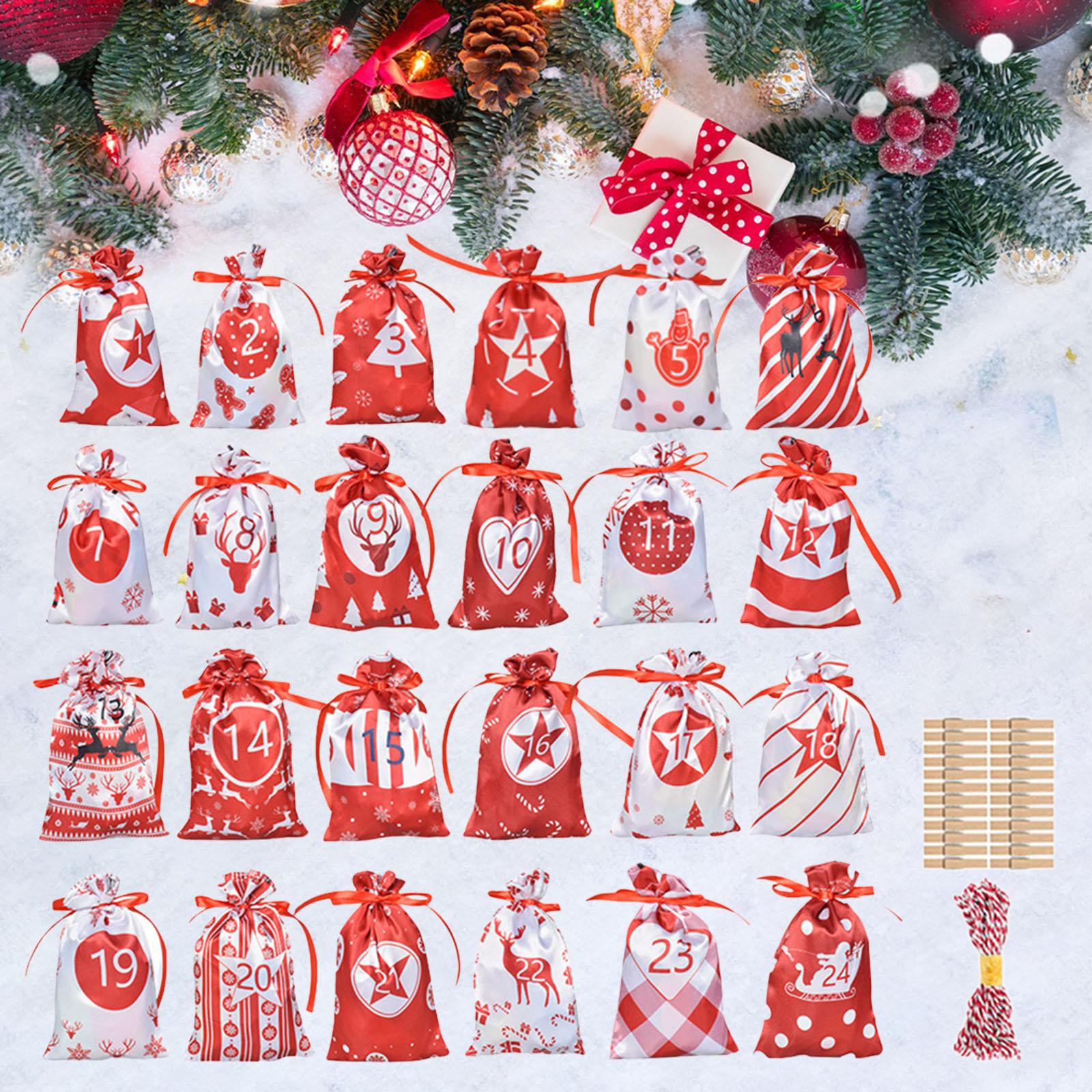 Christmas Advent Calendars Bags Countdown Christmas Xmas Tree Decorations