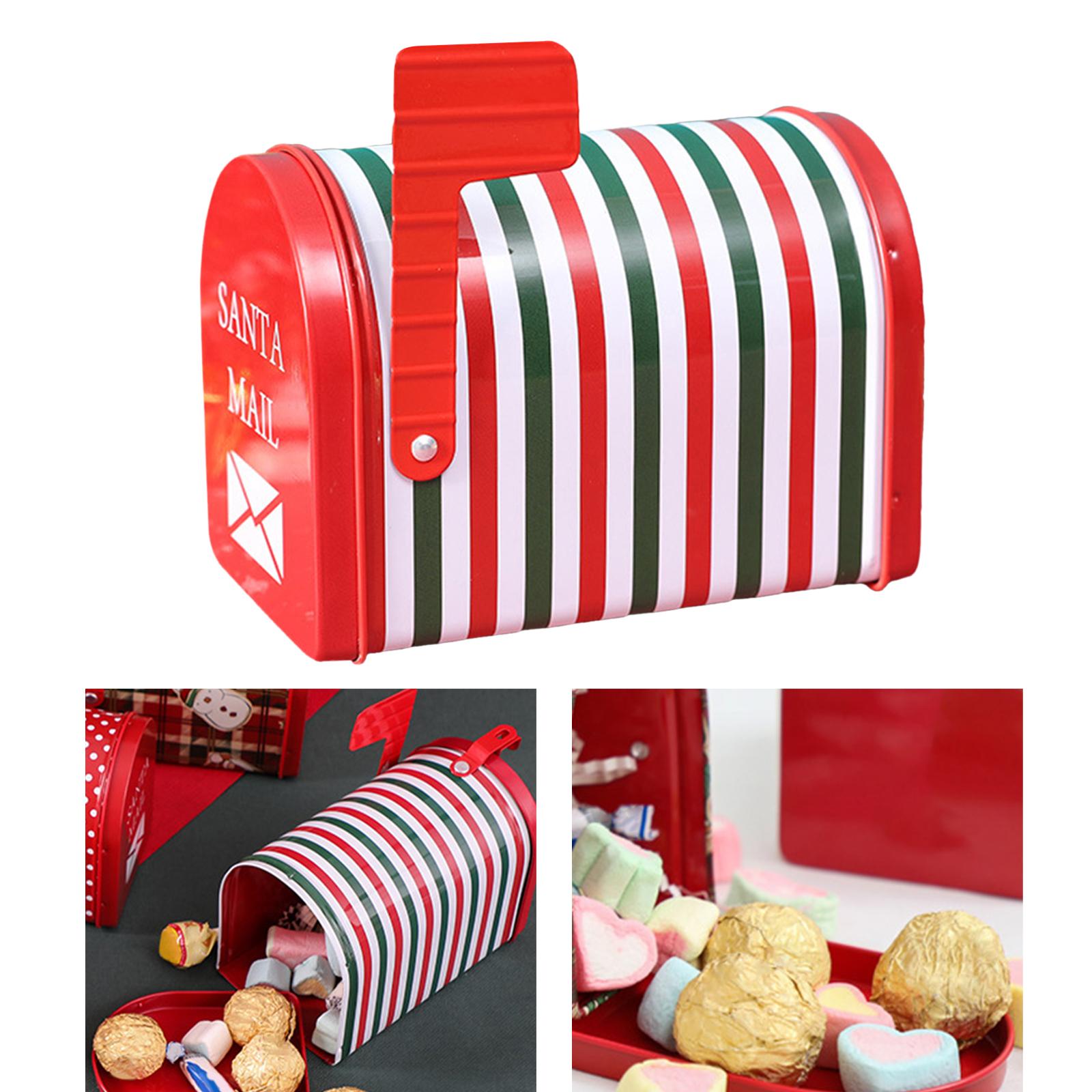 Christmas Cookie Tin Box for Kitchen Ornament Holidays Stripe