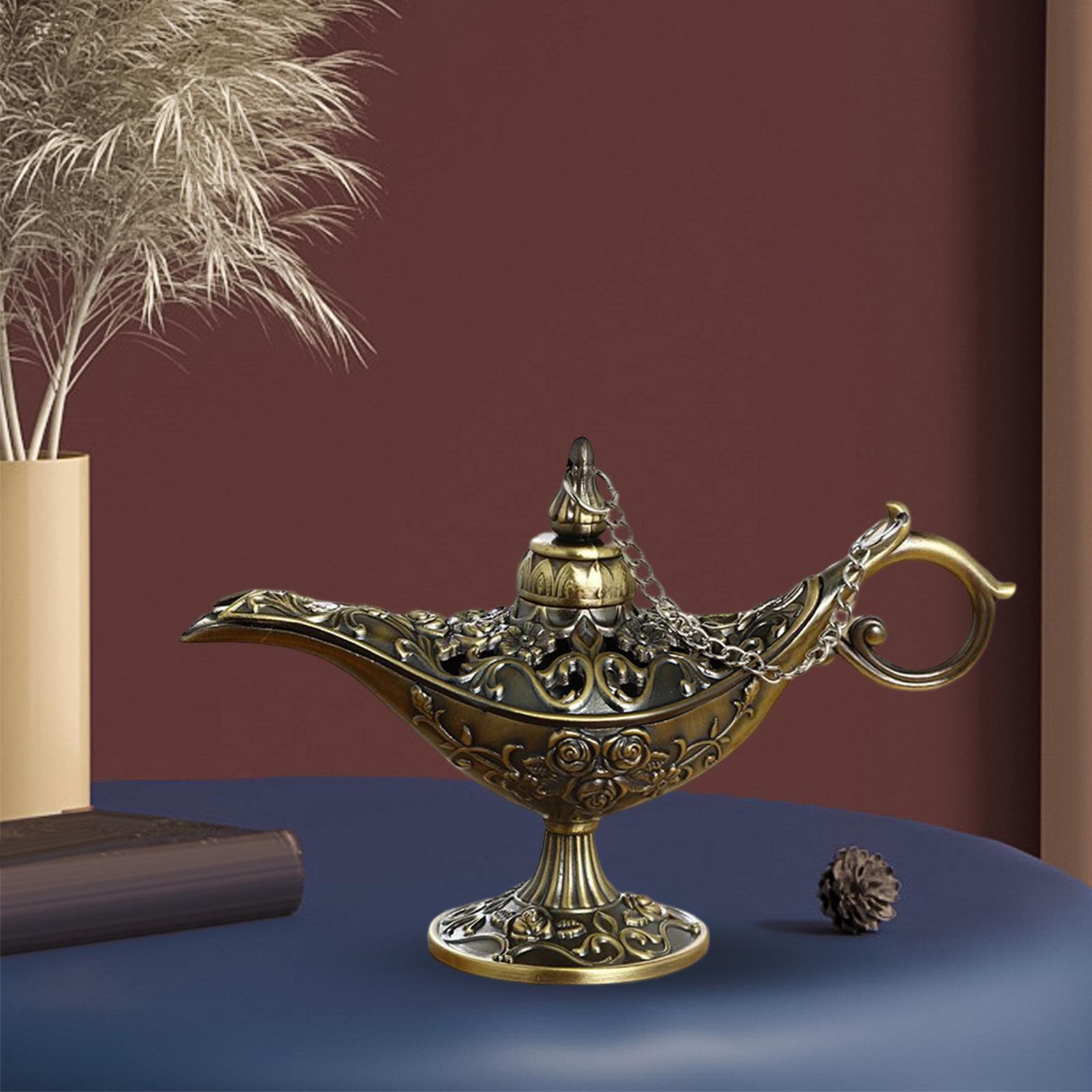 Statue Genie Lamp Washing Light Wedding Oil Lamp Metal Collection Decor Antique Bronze