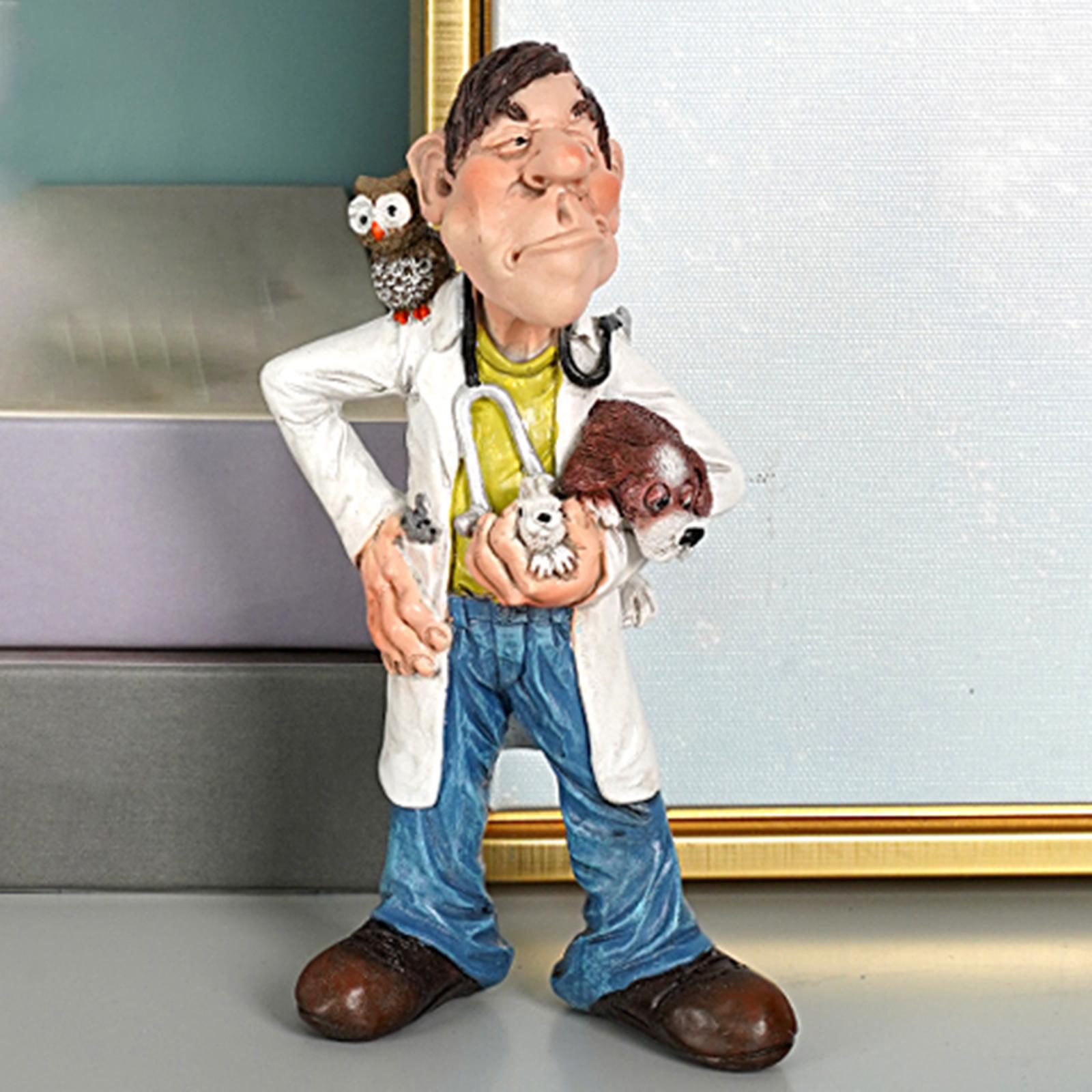 Resin Sculptures Decoration Doctor Statues Figurines for Office Bedroom Home Yellow 9x5x16cm