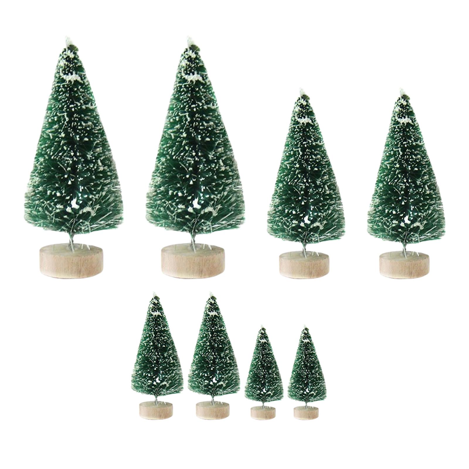 8x Desktop Miniature Pine Tree Ornaments for Desk Christmas Party Holiday Dark Green