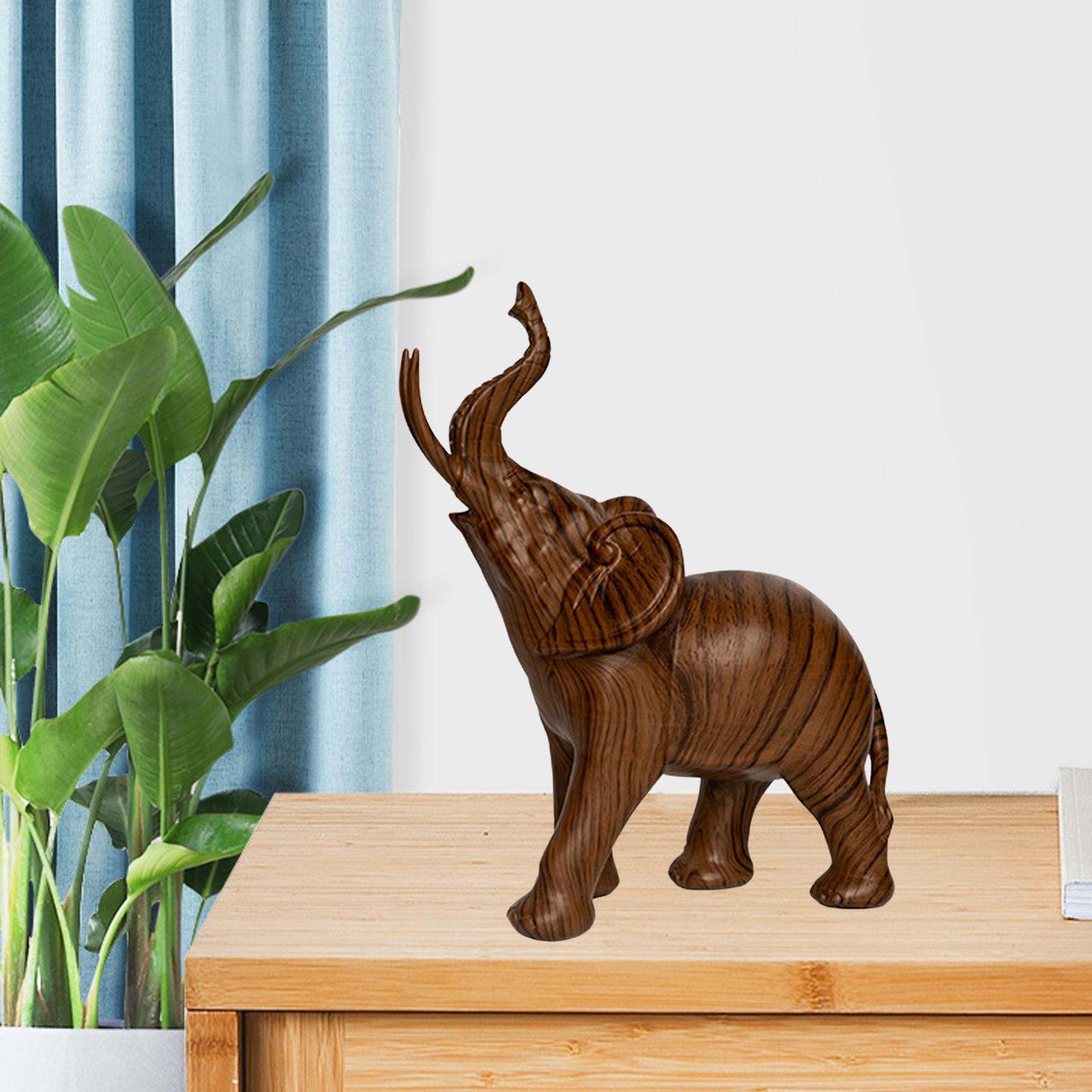 Resin Figurines Sculptures Living Room Souvenirs Gifts Elephant Statues Brown