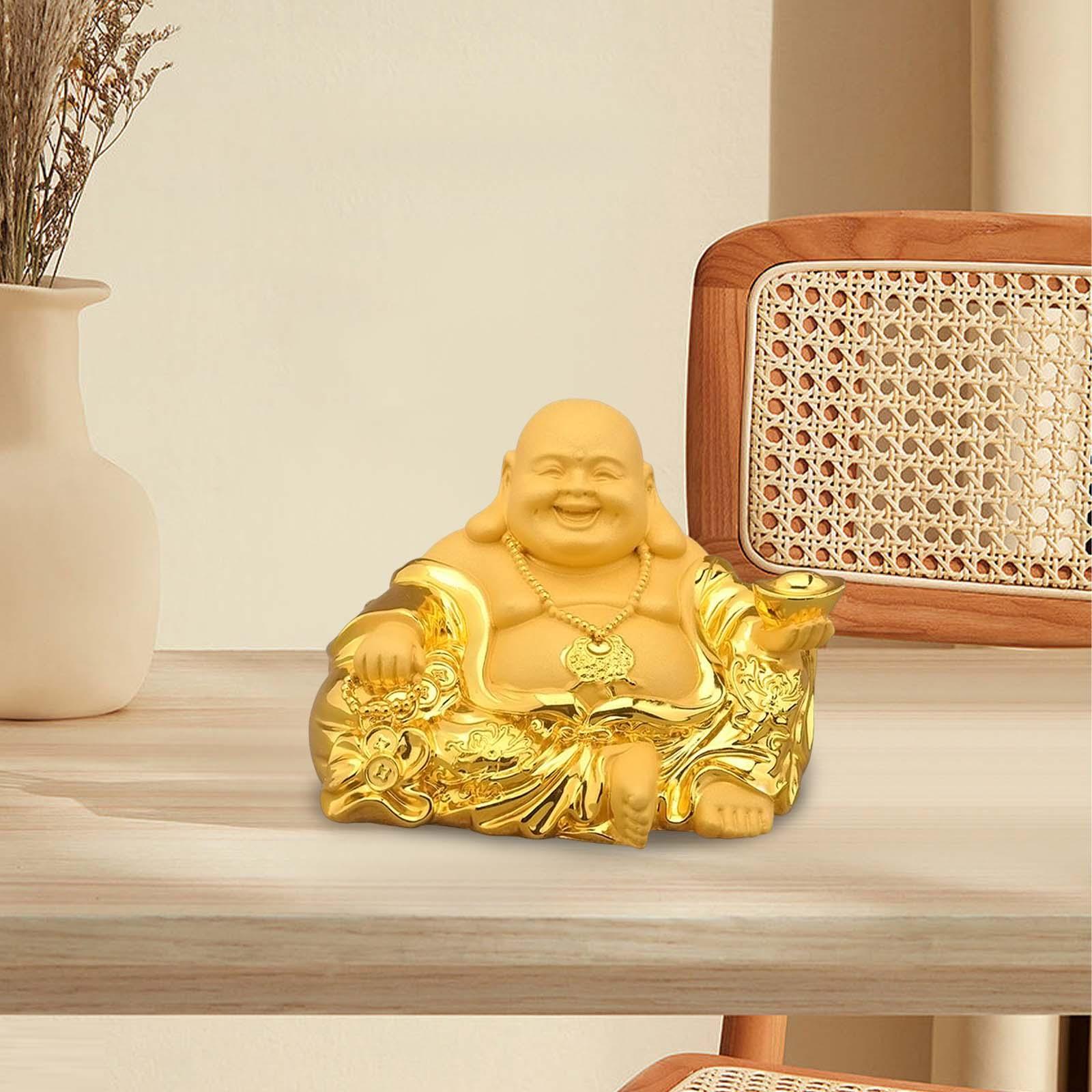 Resin Maitreya Buddha Statues Sculpture Luck Decoration Ornament for Table