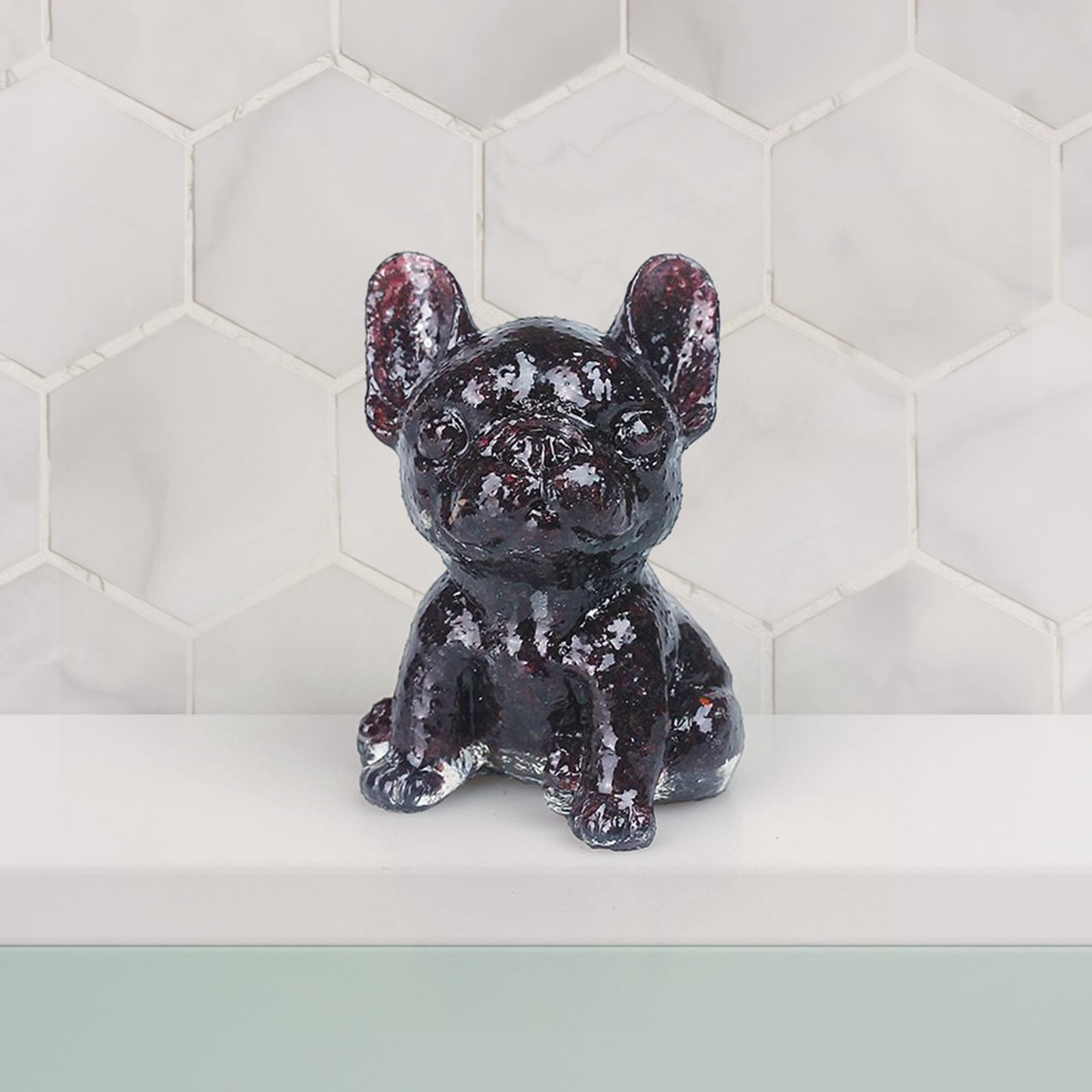 French Bulldog Figurine Ornament Small for Bedroom Desktop Collectible Dark Red