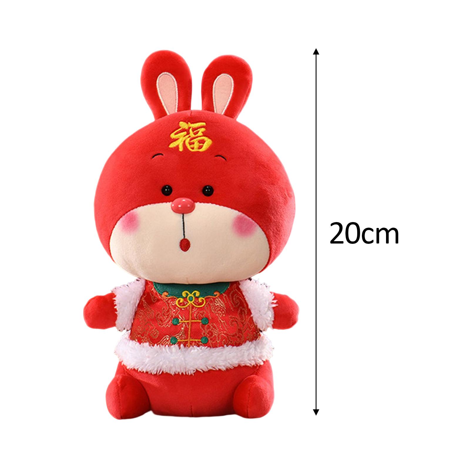 New Year Rabbit Plush Toy Stuffed Animal Bunny for Party Table Decoration 20cm