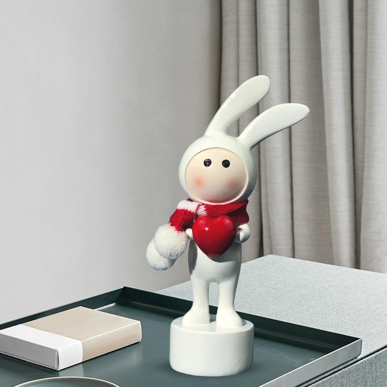 Versatile Rabbit Figurine Creative for Party Fireplace Home Decoration With Scarf