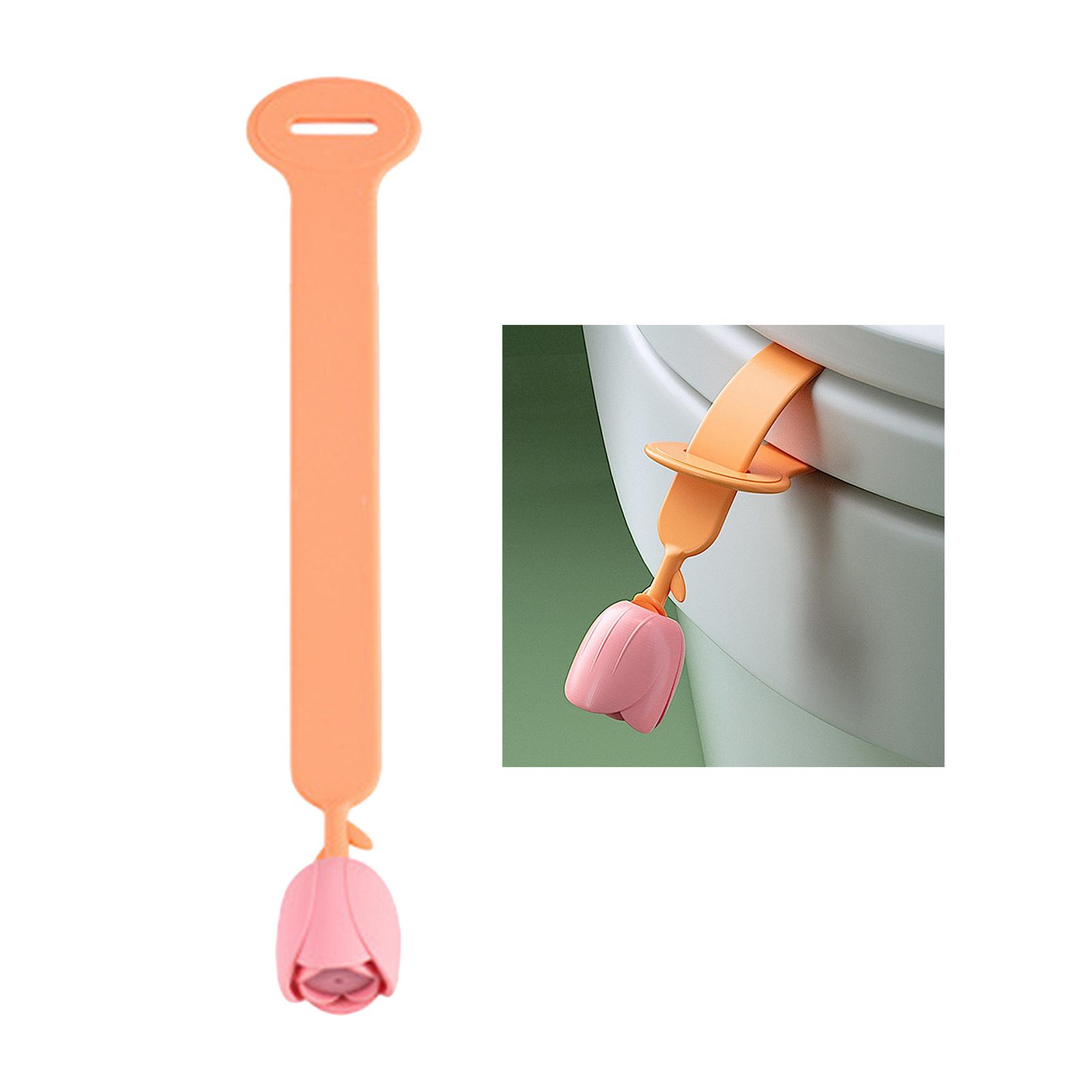 Floral Toilet Cover Lifter Avoid Touching Portable Lift Tool for Office Orange Seat Lifter