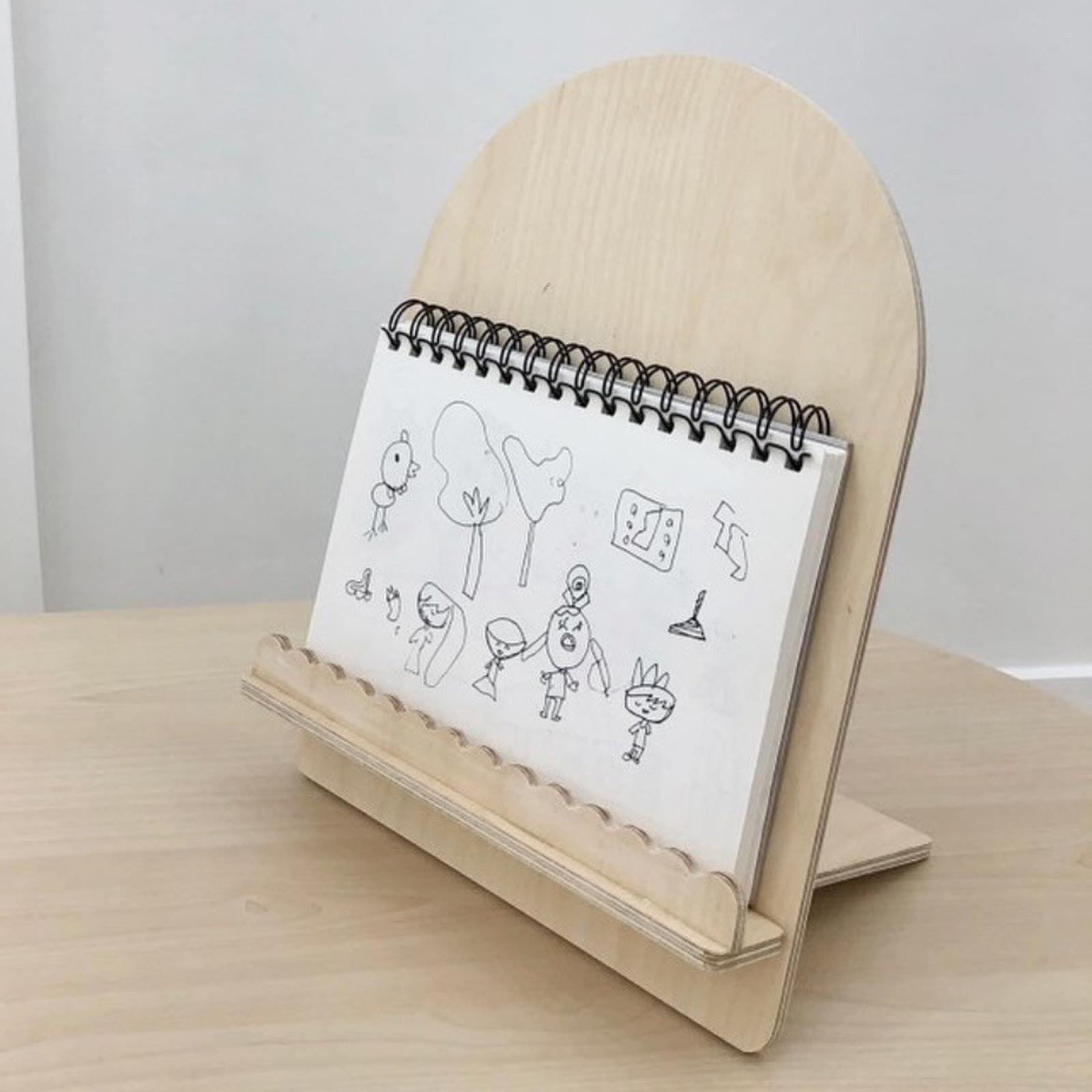 Wood Reading Book Stand Portable Cookbook Holder Tray for Recipe Picture Style B