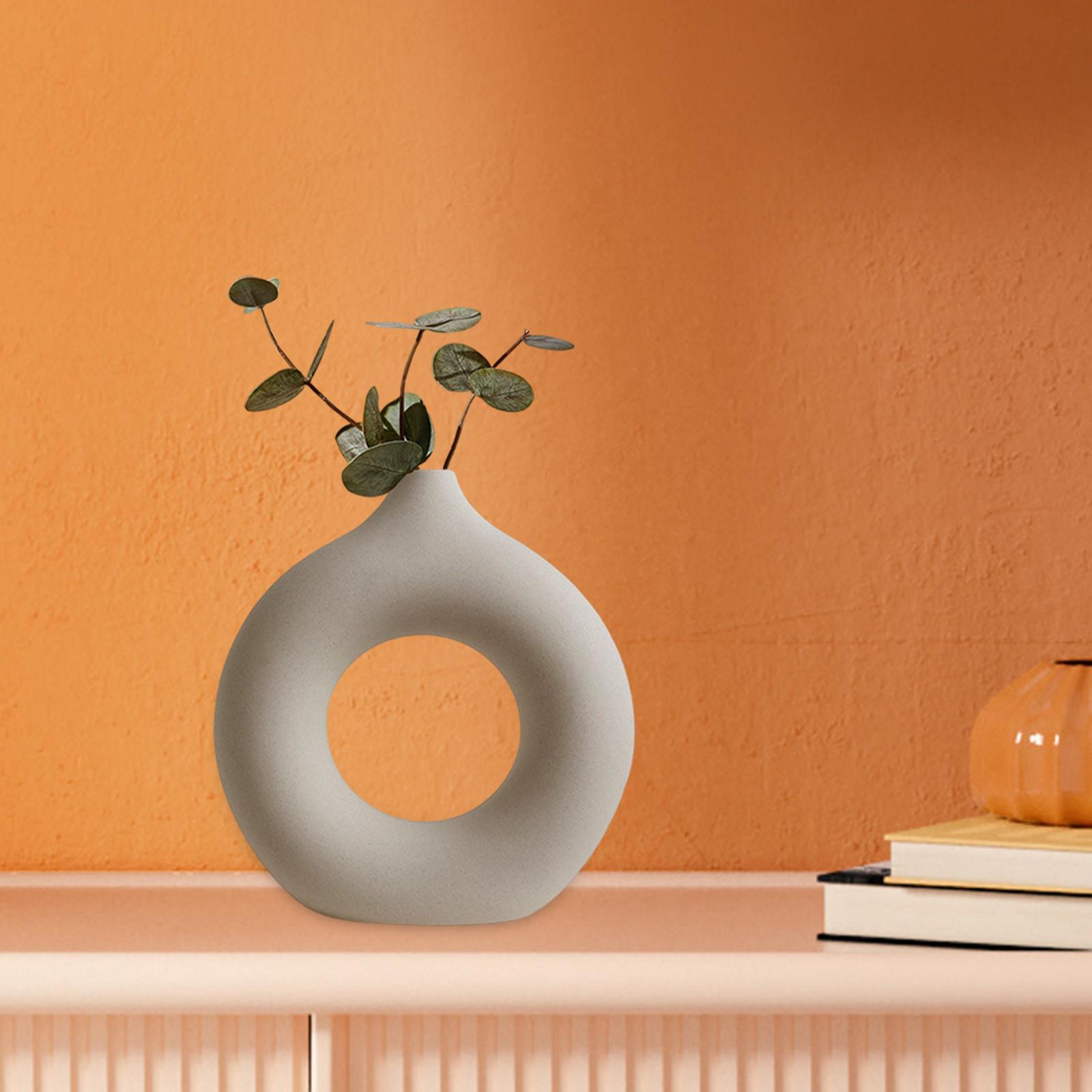Modern Minimalist Ceramic Flower Vase Round Pottery Vases for Kitchen Decor M