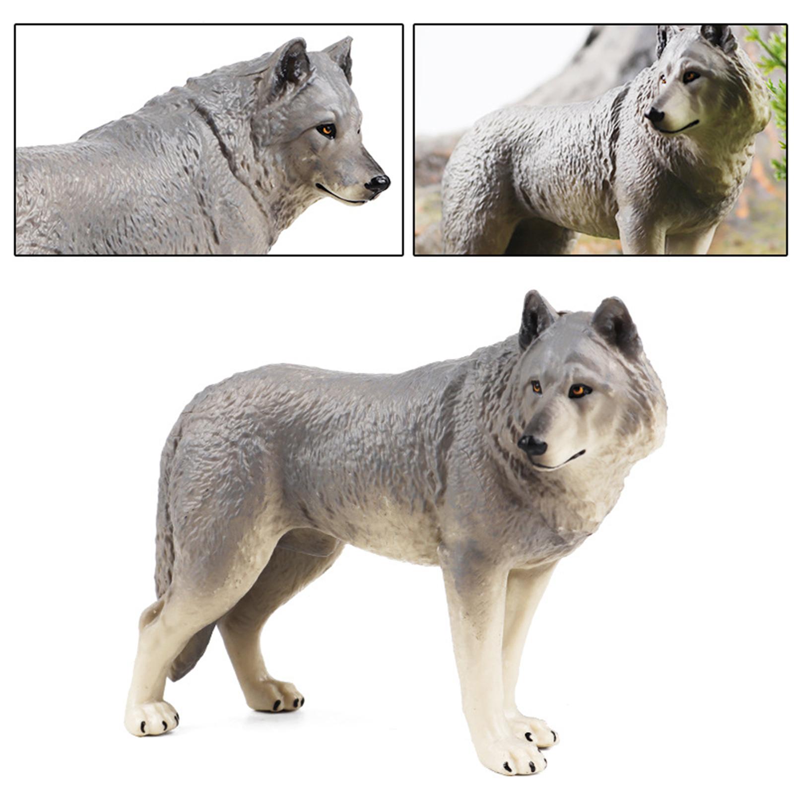 Simulation Animal Figures Miniature Toys Collections for Goodie Bag Stuffers Wolf Gray