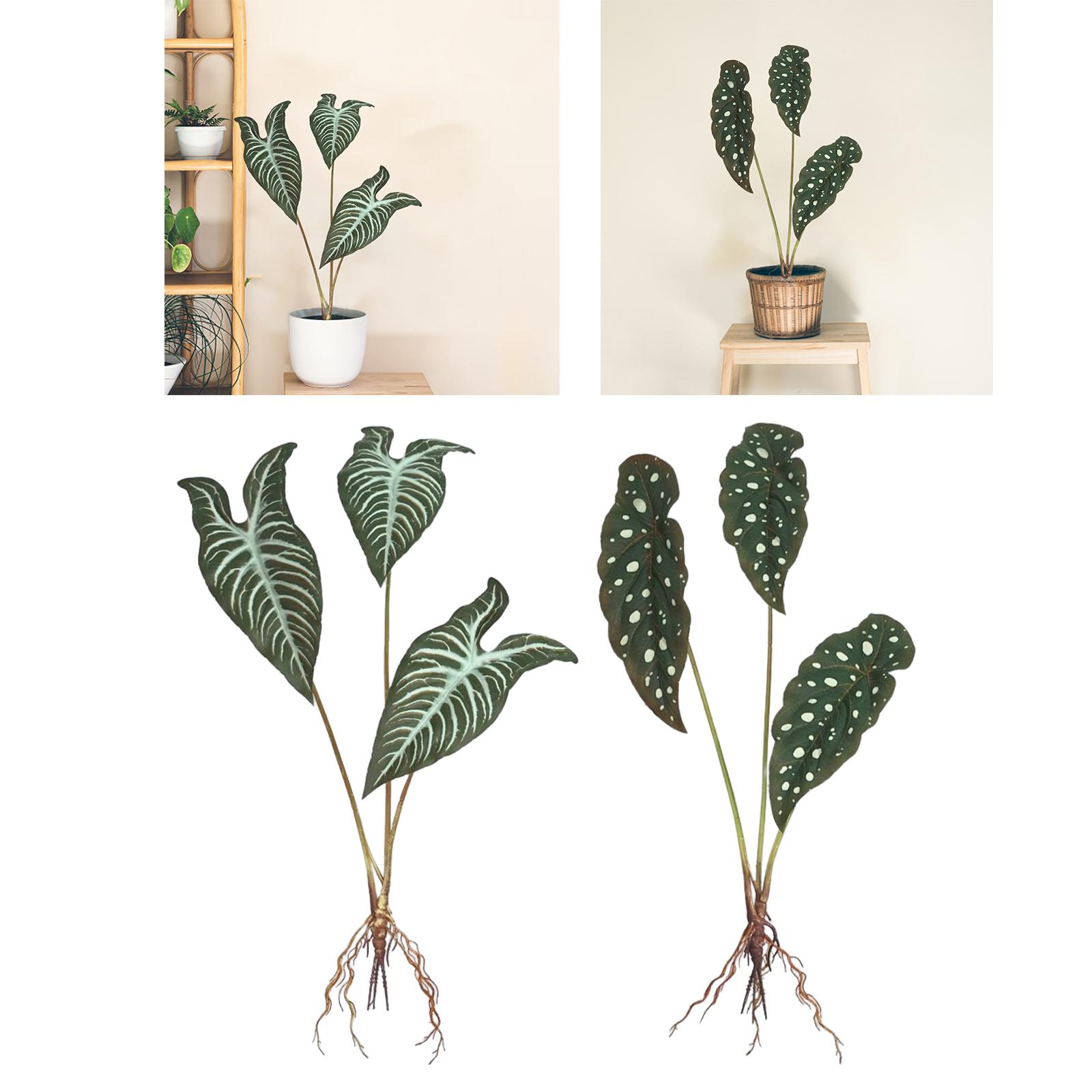 Artificial Plants Leaves Green Tropical Leaf for Kitchen Wedding Taro Leaves 64.5cm