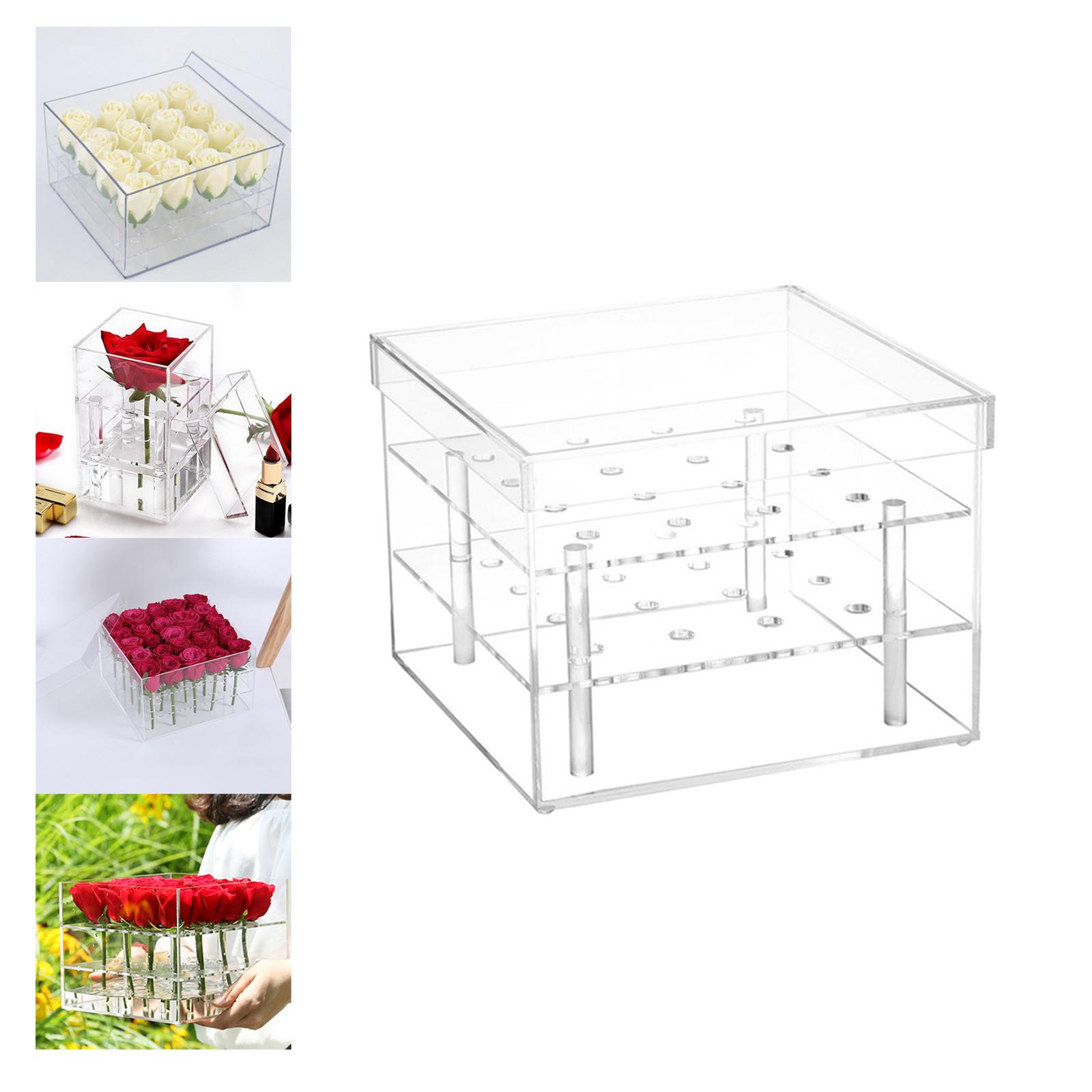 Clear Acrylic Flower Vase Water Holder Makeup Organizer Weddings Ornaments 16Holes