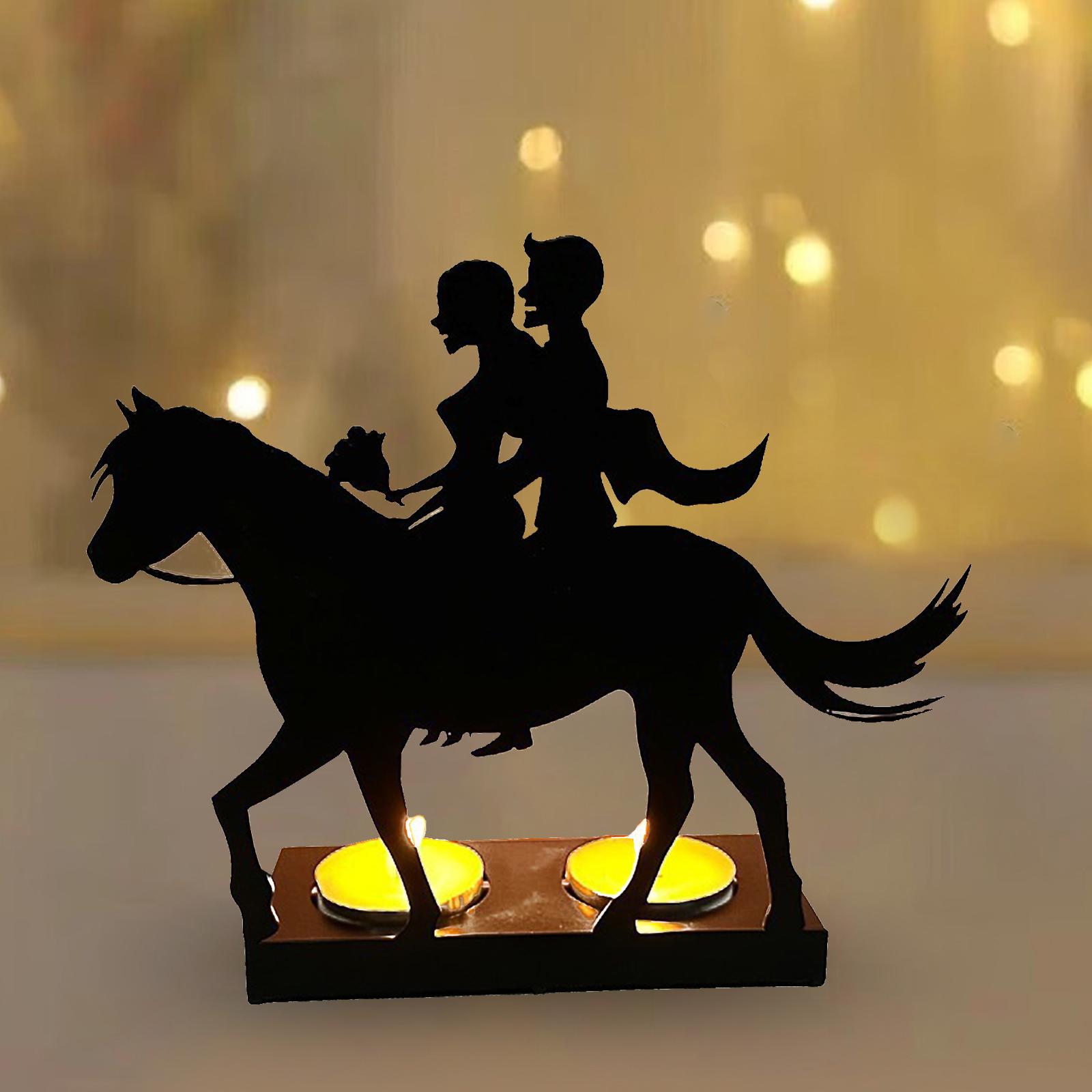 Tealight Candles Holder Candelabras Hotel Anniversary Silhouette Candlestick Horse 17x6x15.3cm