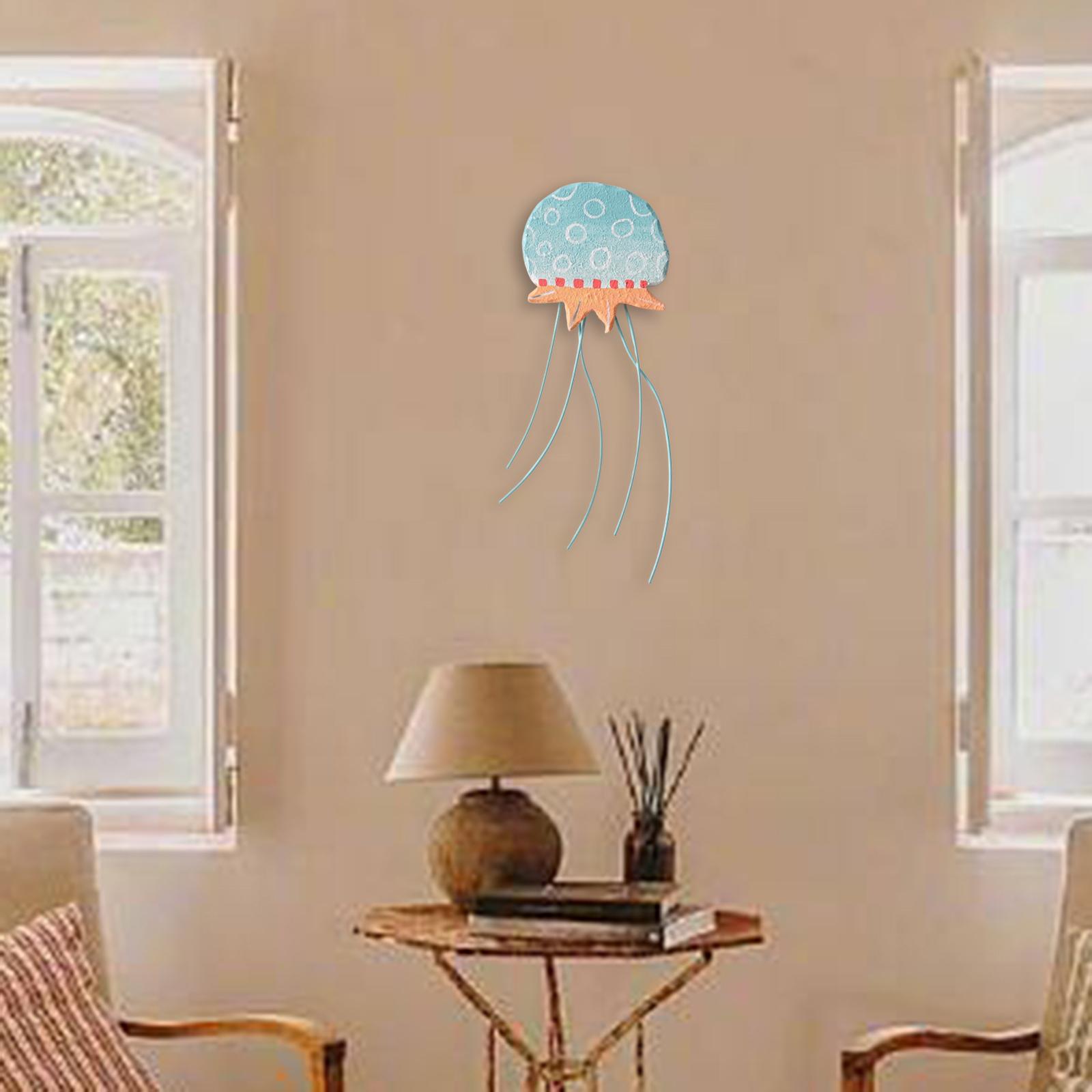 Jellyfish Wall Sculpture Art Jellyfish Decor for Dining Room Restaurant Home Light Blue