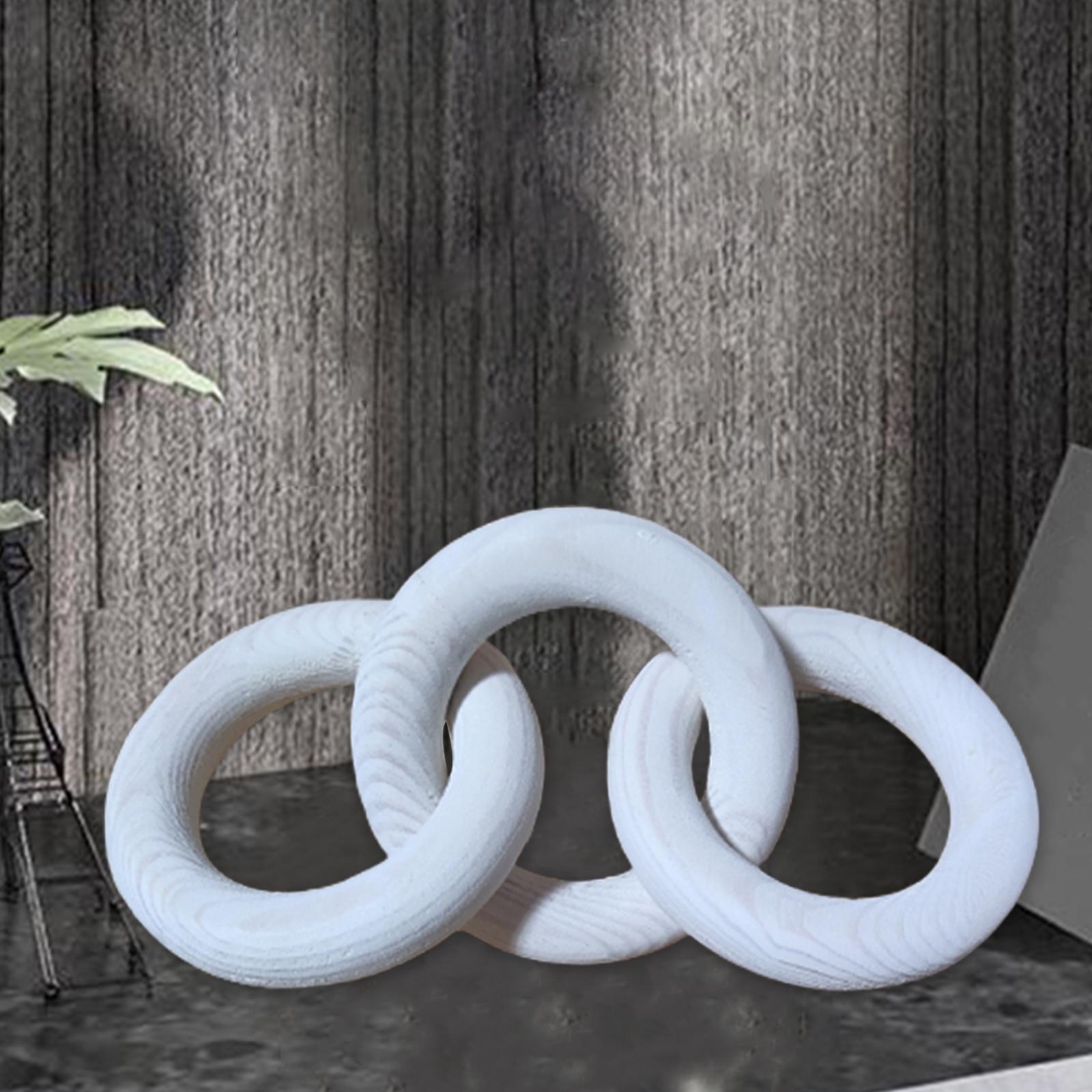 Wood Chain Link Decor 3 Link Multipurpose Accessories Modern for Living Room White