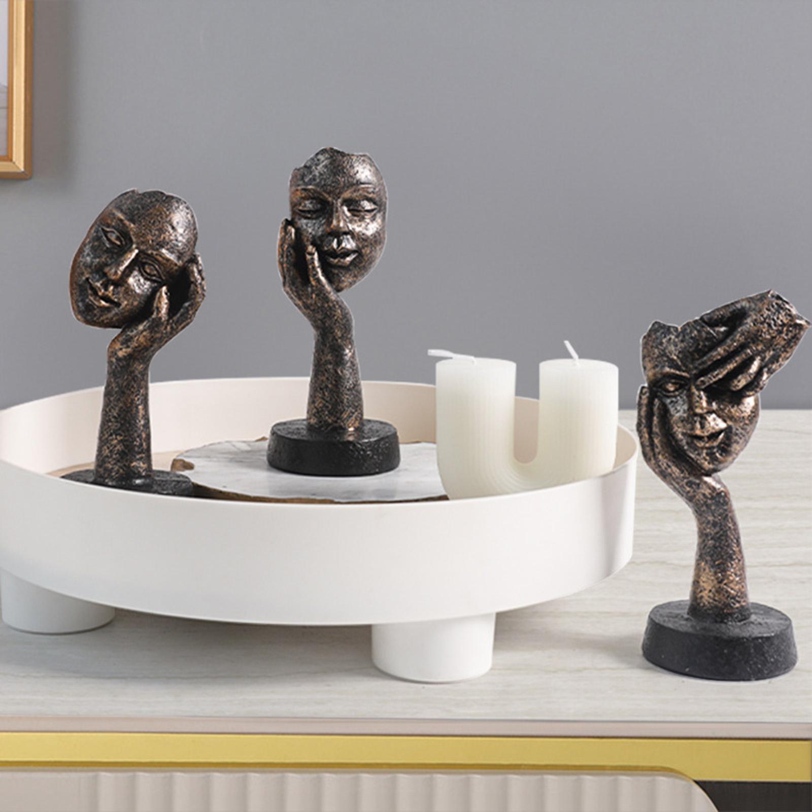 Thinker Statues Face Sculpture for Table Bookshelf Decorative Objects Office 15cmx6.5cm