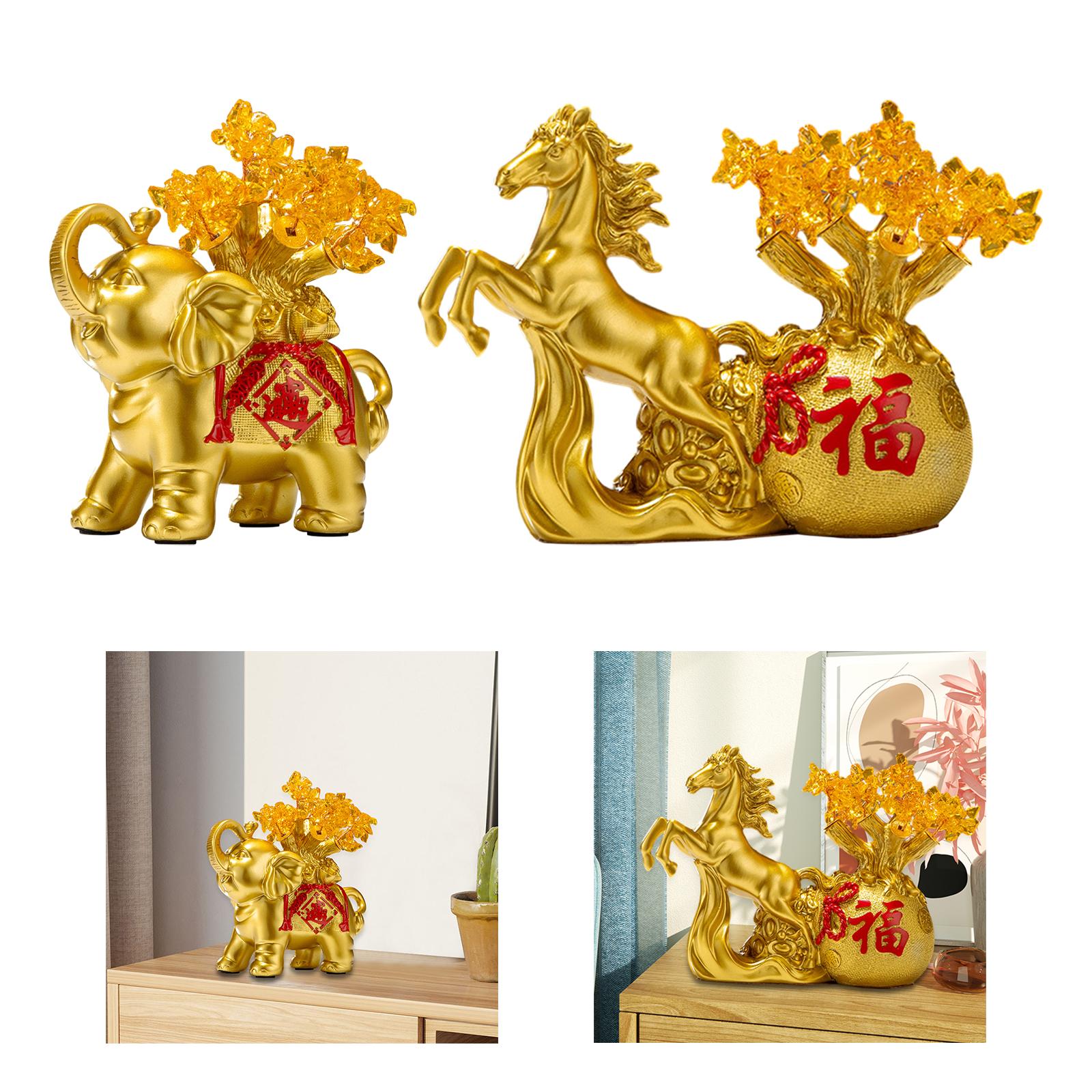 Wealth Lucky Figurine Crafts Tabletop Ornament for TV Cabinet Bedroom Office