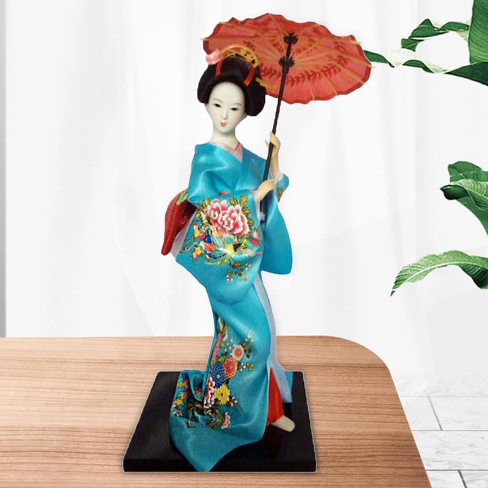 12in Japanese Geisha Handicraft Kimono Dolls Shelf Decor