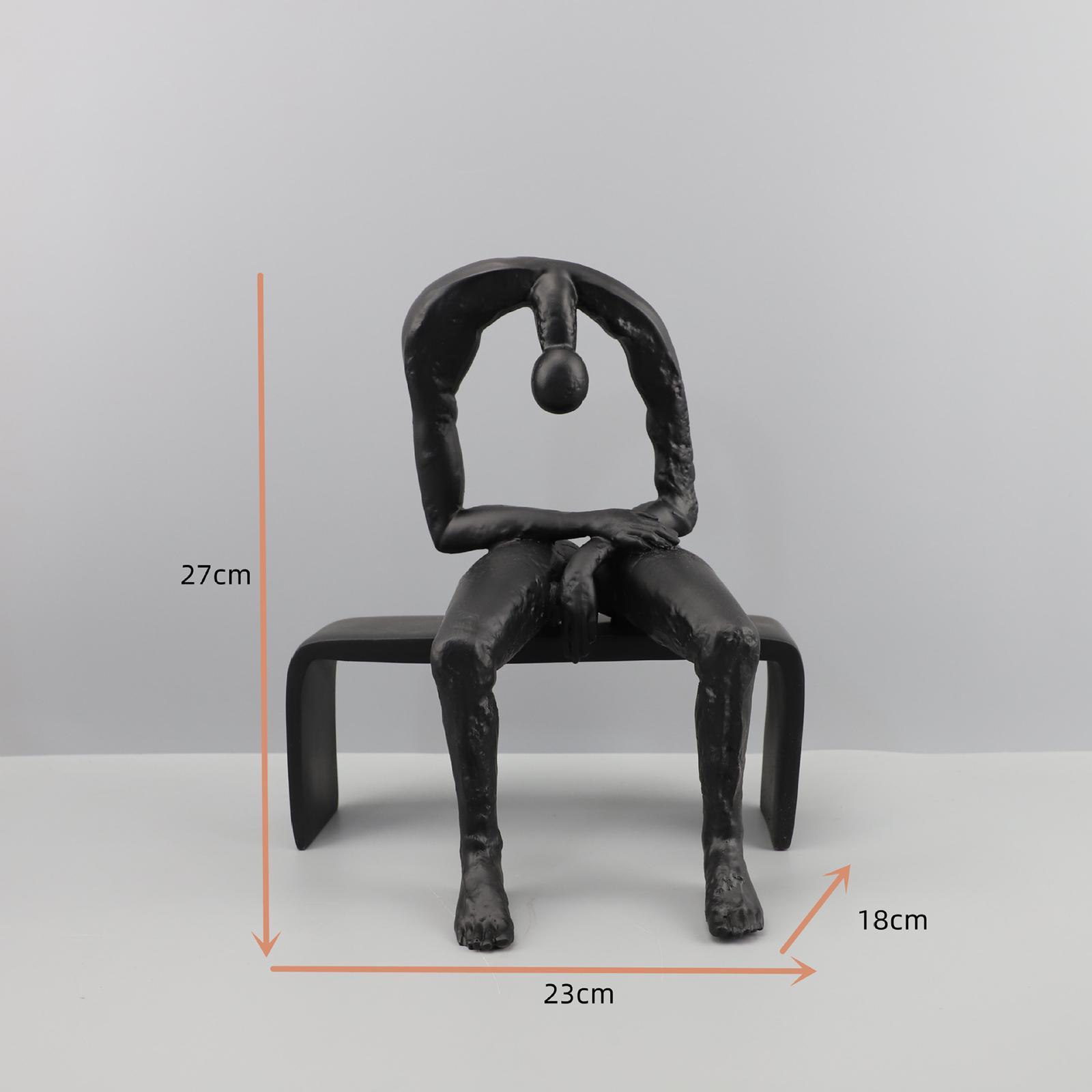 Abstract Figure Sculpture Sturdy Simple Statue for Entrance Office Bookshelf Black