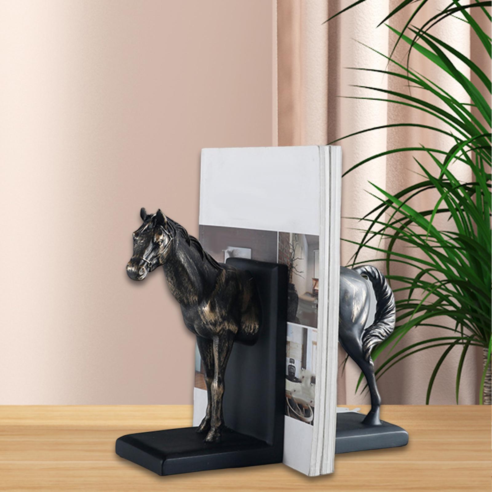 Bookends Housewarming Gift Resin Horse Sculptures for Cabinet Office Shelves