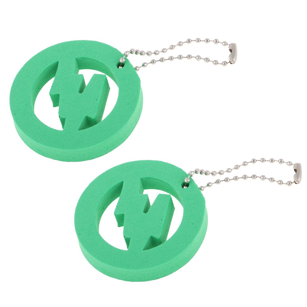 2 Pieces Round Buoy EVA Floating Keychain Keyring Water Key Float Green