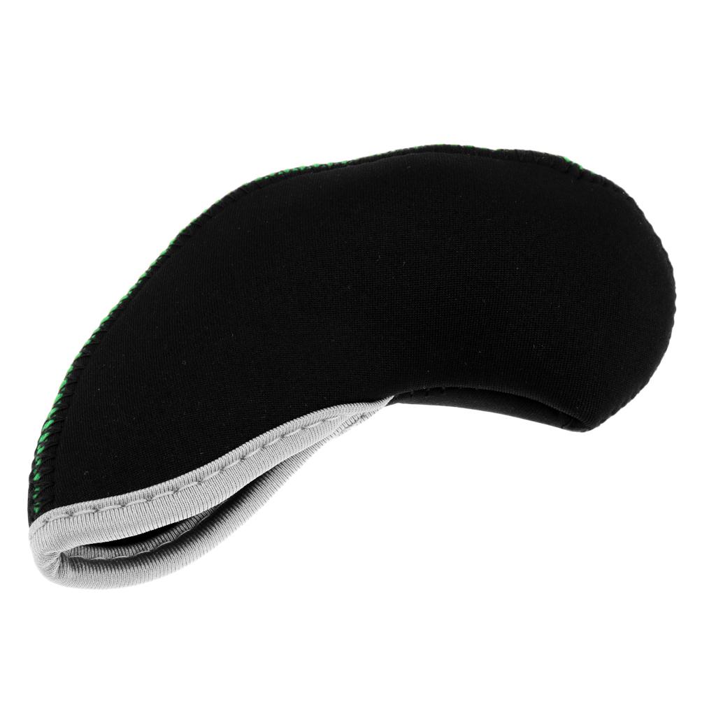 10pcs Neoprene Golf Club Head Covers Wedge Iron Protective Black+Green