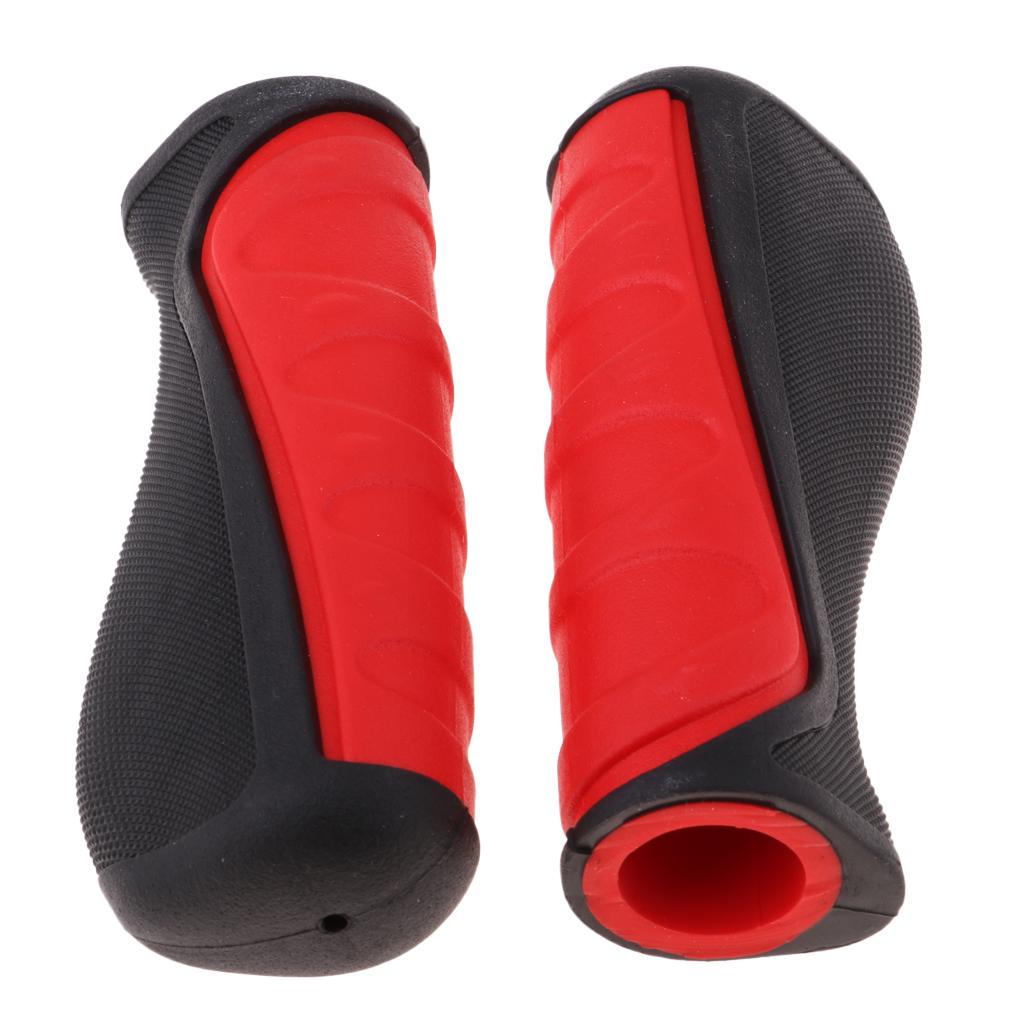 1 Pair Rubber Bike Handlebar Grips Electric Scooter Handle Cover Red+Black