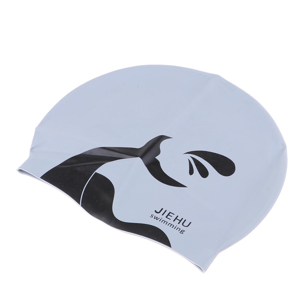 Swim Caps Waterproof Unisex Premium Silicone No-Slip Swimming Hat Silver