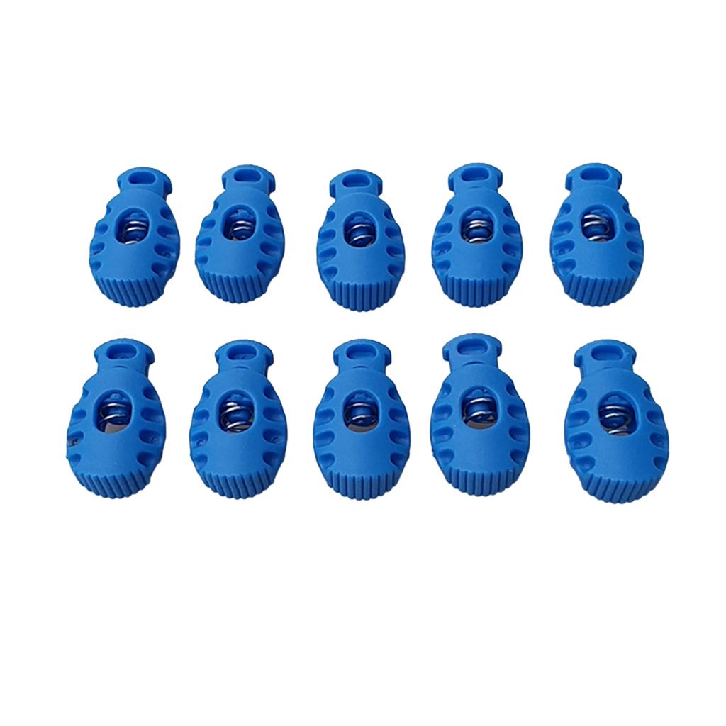 10pcs Bungee Cord Lock End Spring Stop Toggle Stoppers Blue