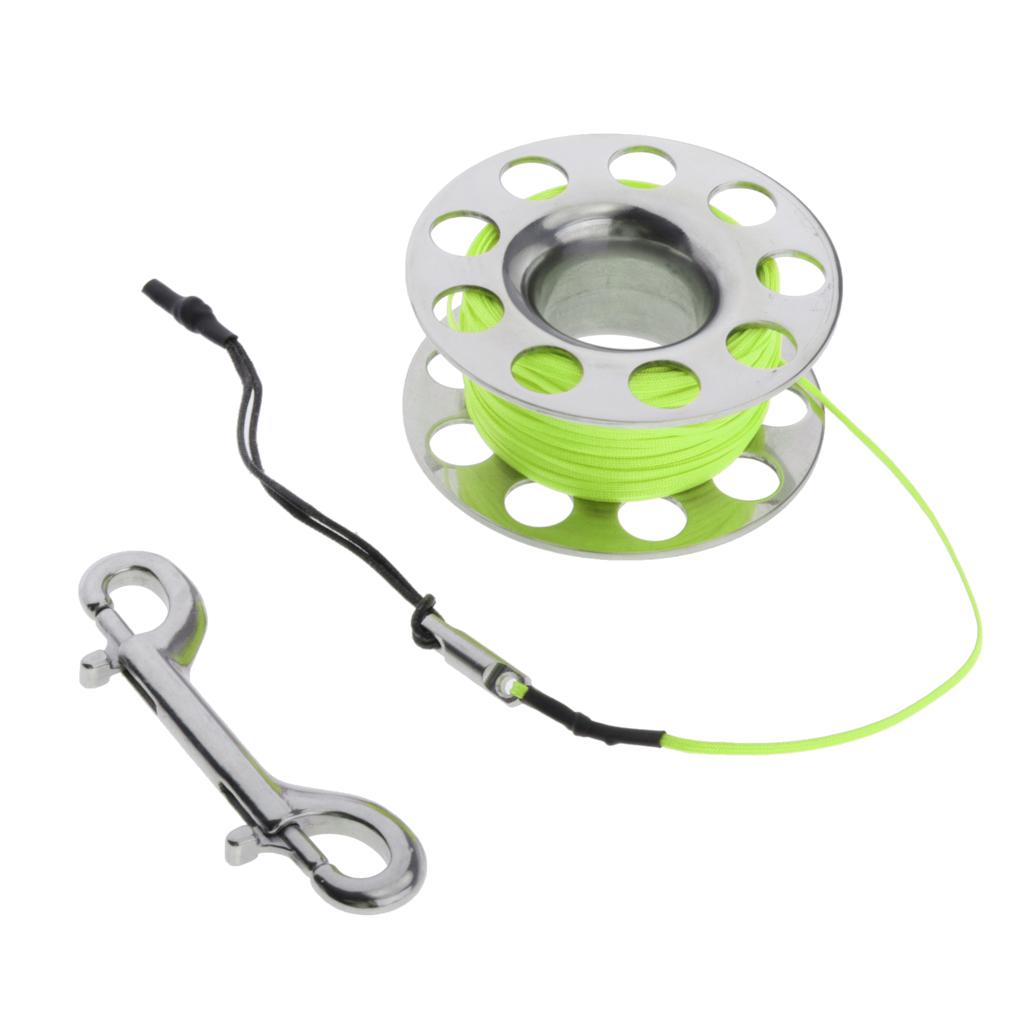 Scuba Diving Dive Reel Stainless Steel Finger Spool 18m Line Snap Green