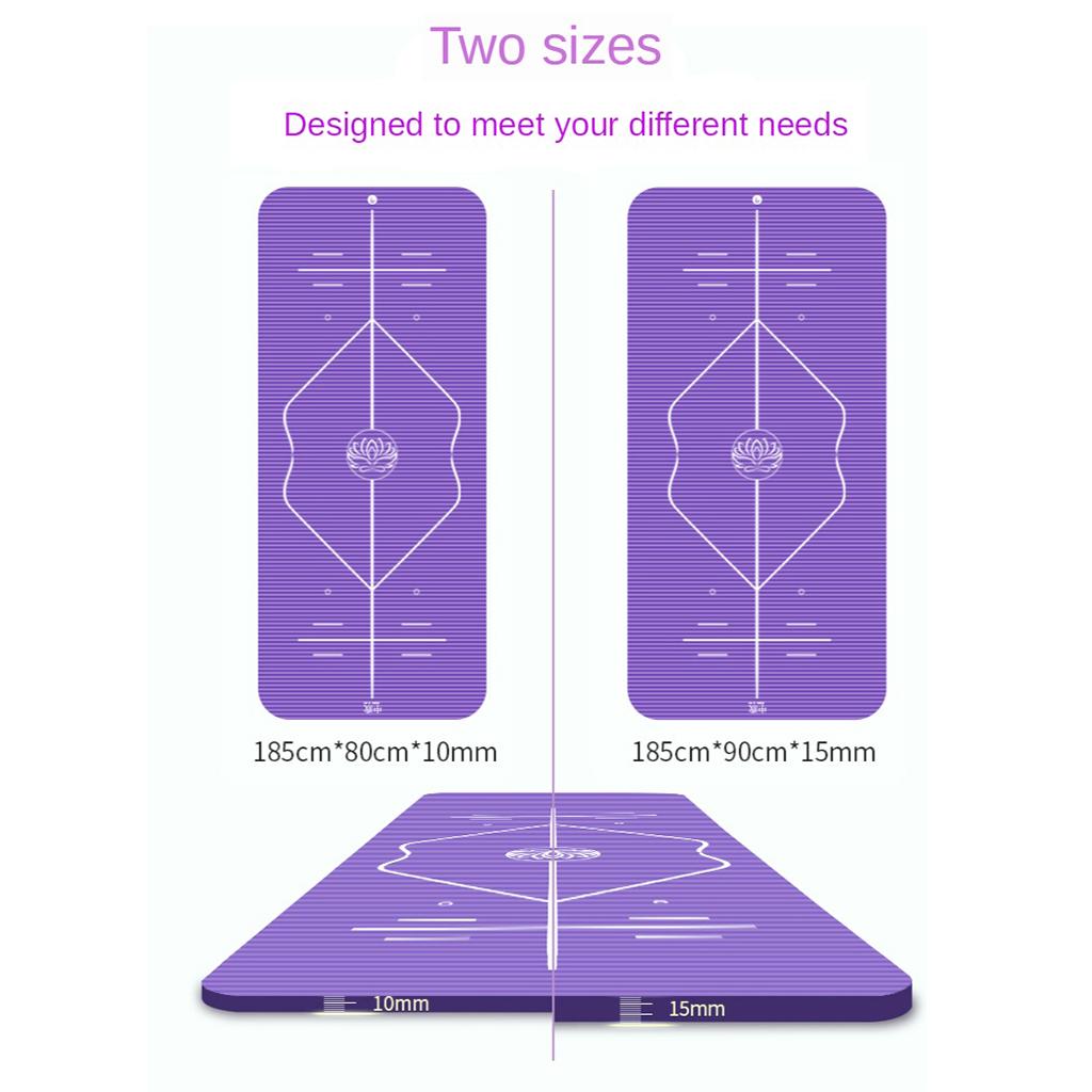 NBR Yoga Mat Extended Skid Fitness Nitrile Rubber Purple 90x185cm