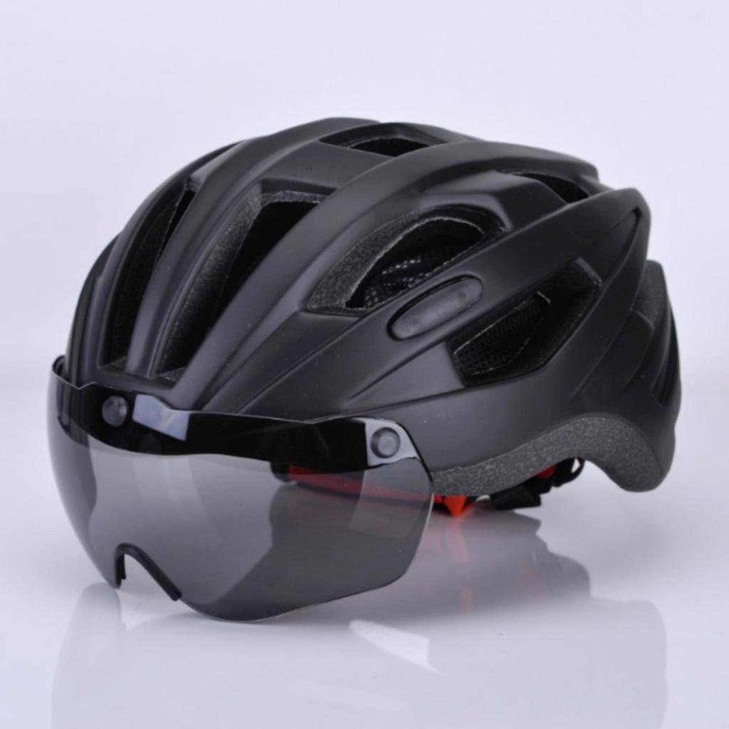 Ultralight Cycling Bike Helmet with Removable Visor Magnetic Goggles Black