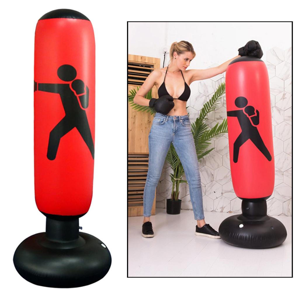 63 Inch Inflatable Boxing Punching Bag Adult Kids Sandbag Fitness red