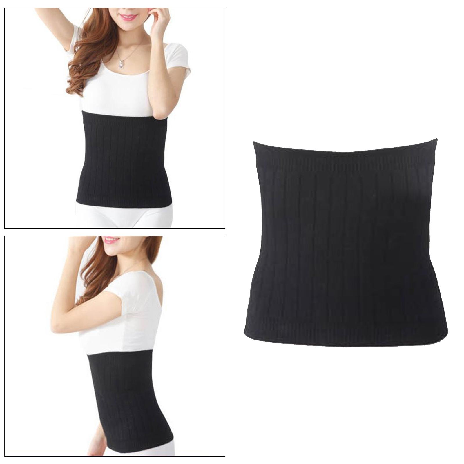 Unisex Cashmere Waistband Waist Warmer Abdominal Kidney Binder Belt Black