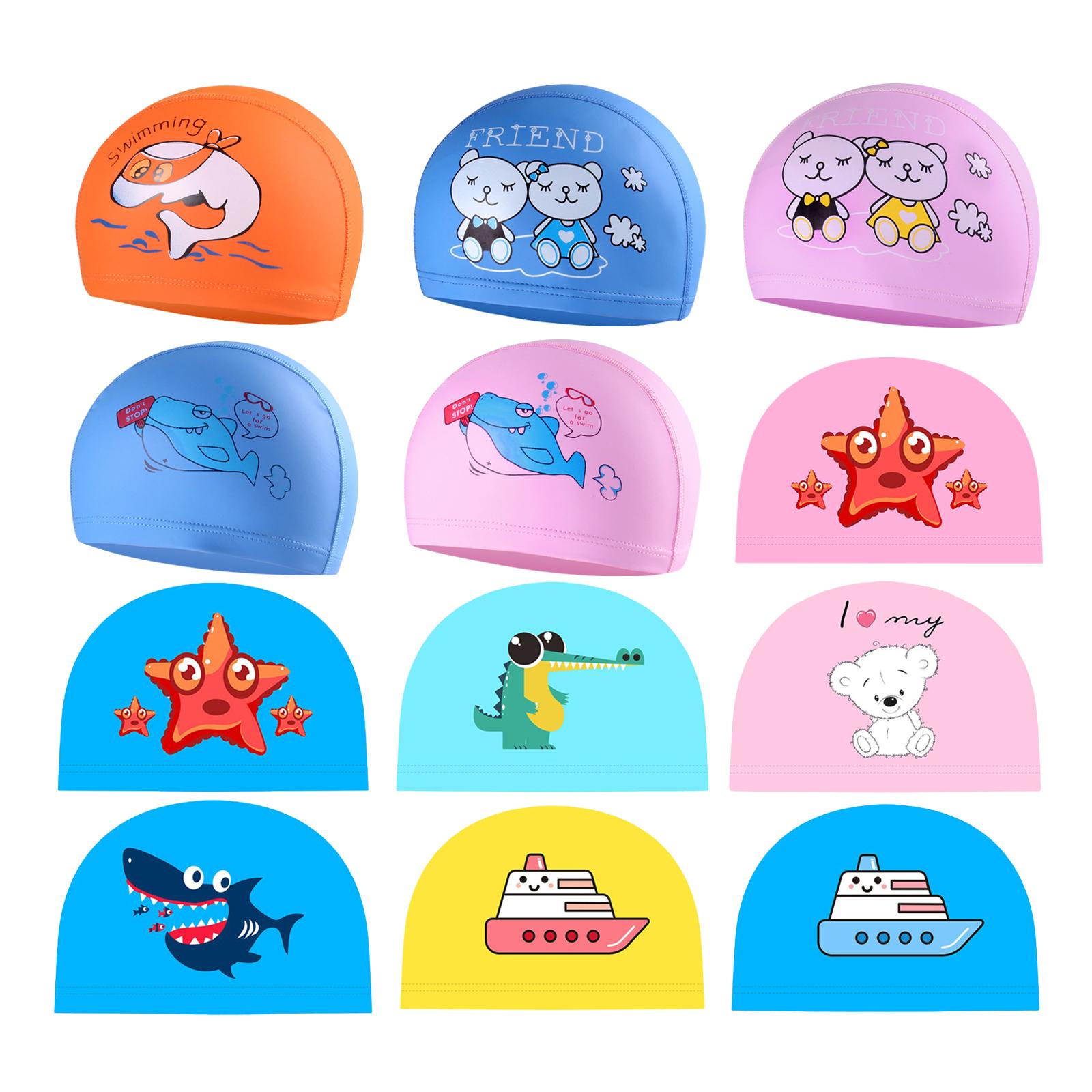 3xSwim   Kids Bathing Swimming Hat Girl Boy Animal Print   Orange Dolphin