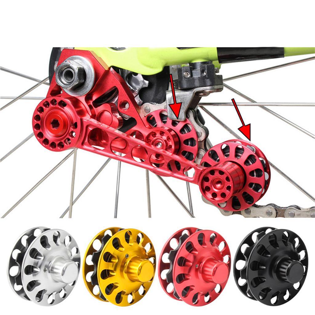 Bike Chain Tensioner Roller Chain Tension Adjuster Wheels Pulley Red